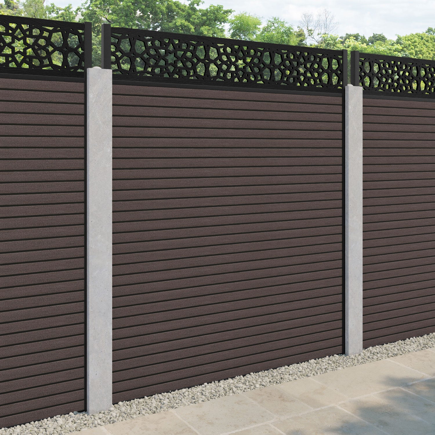Hudson Nazira Fence Panel - Mid Brown - for existing concrete posts