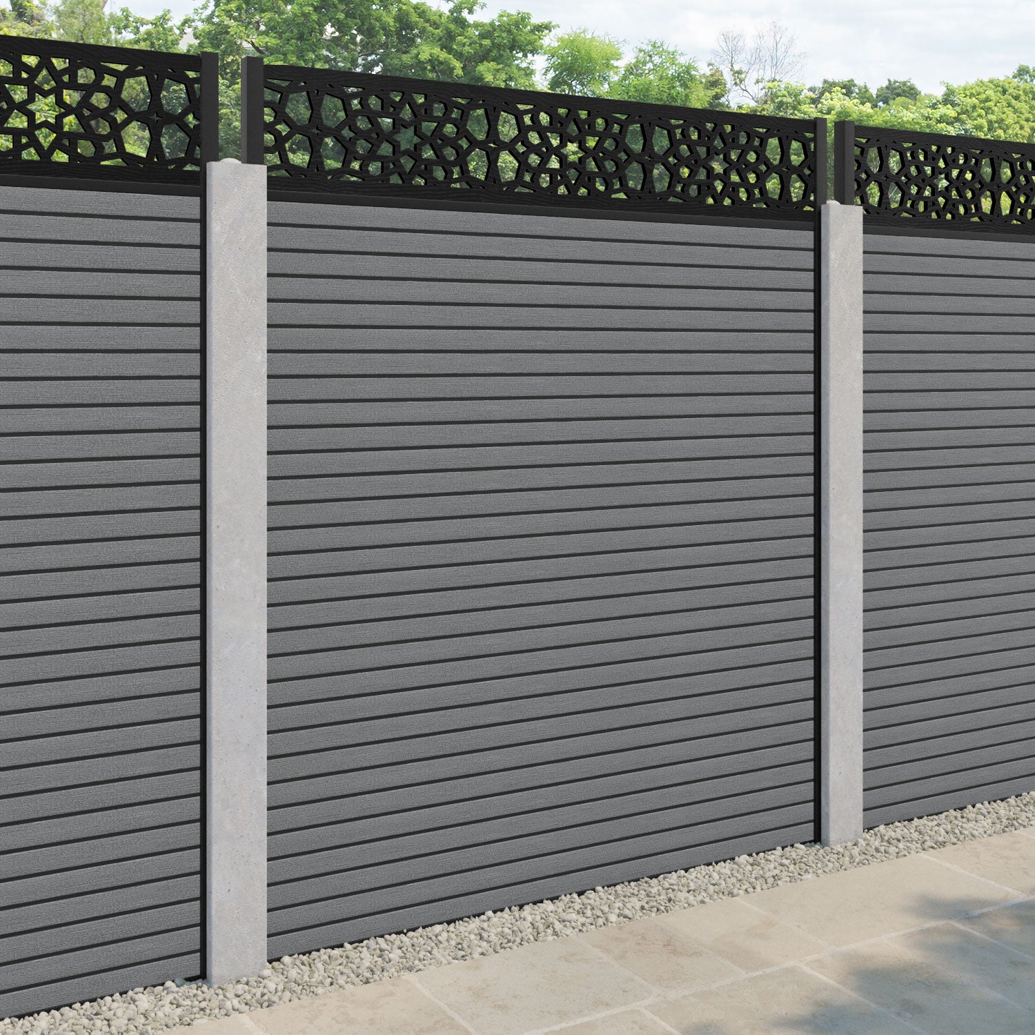Hudson Nazira Fence Panel - Mid Grey - for existing concrete posts
