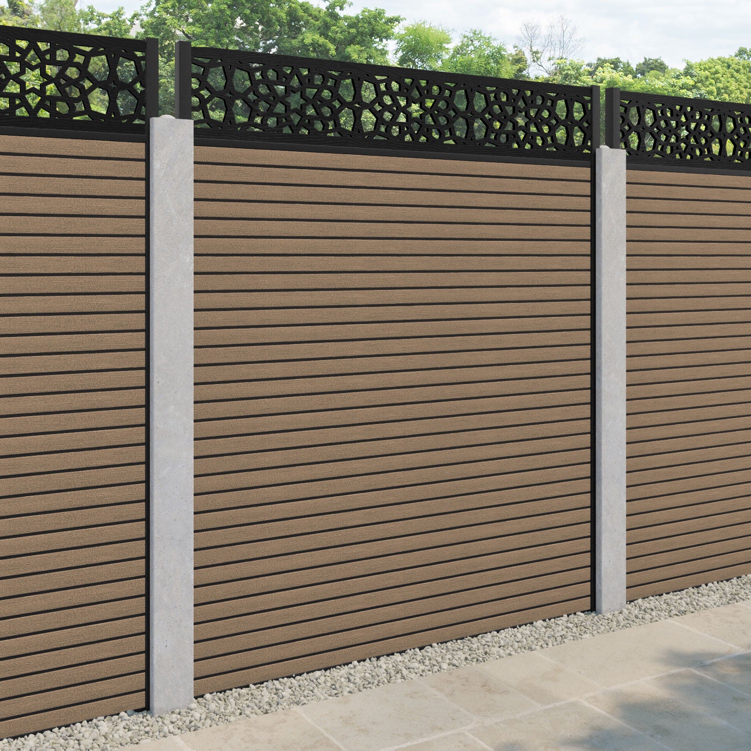 Hudson Nazira Fence Panel - Teak - for existing concrete posts