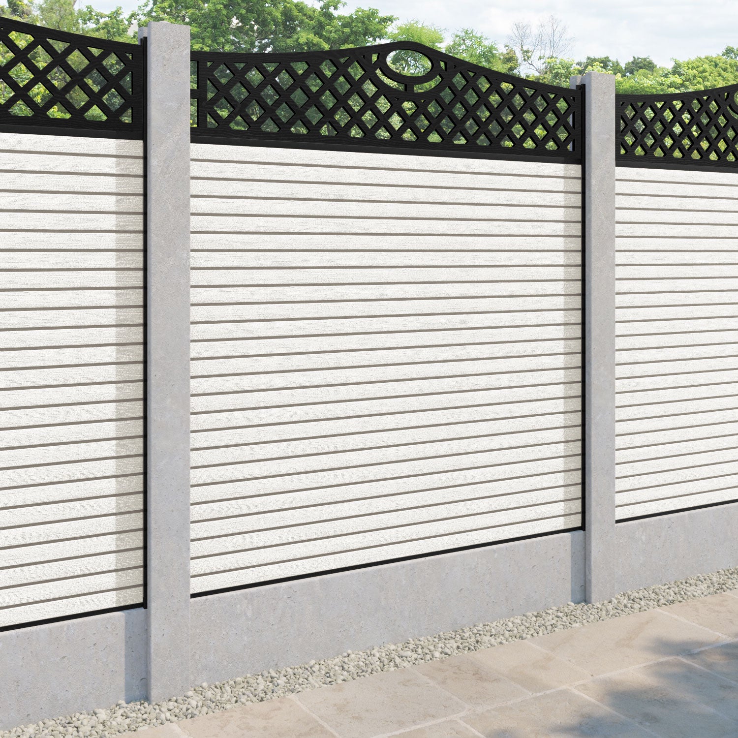 Hudson Oxford Curved Top Fence Panel - Light Stone - for existing concrete posts