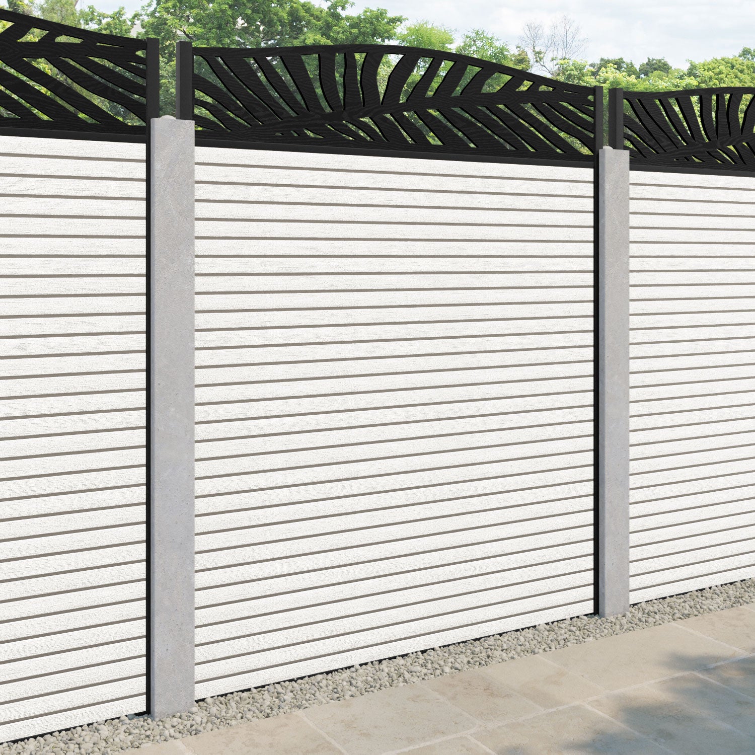 Hudson Palm Curved Top Fence Panel - Light Stone - for existing concrete posts