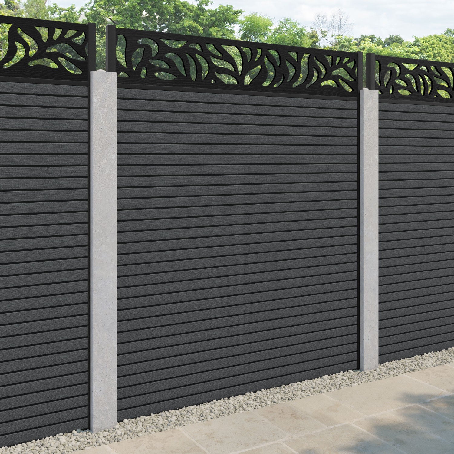 Hudson Plume Fence Panel - Dark Grey - for existing concrete posts