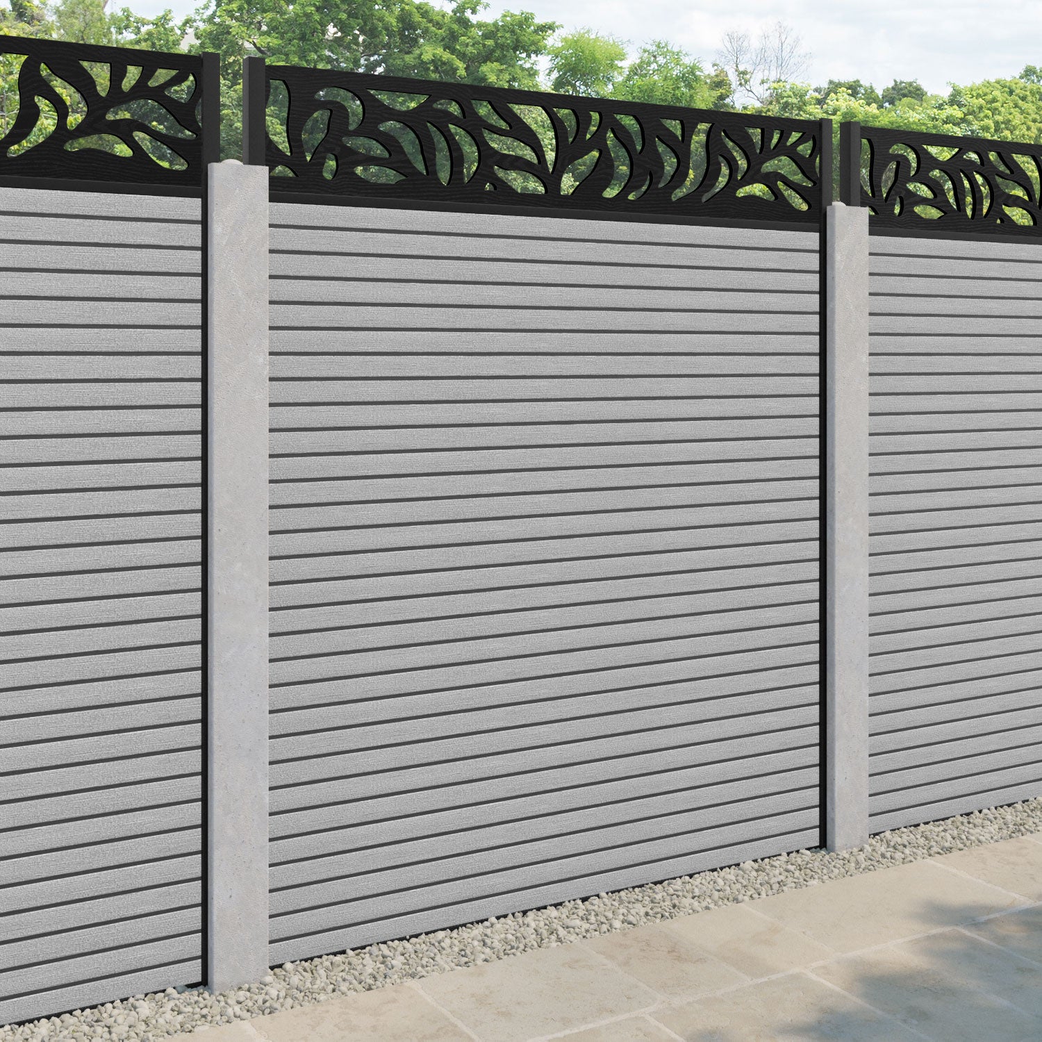 Hudson Plume Fence Panel - Light Grey - for existing concrete posts