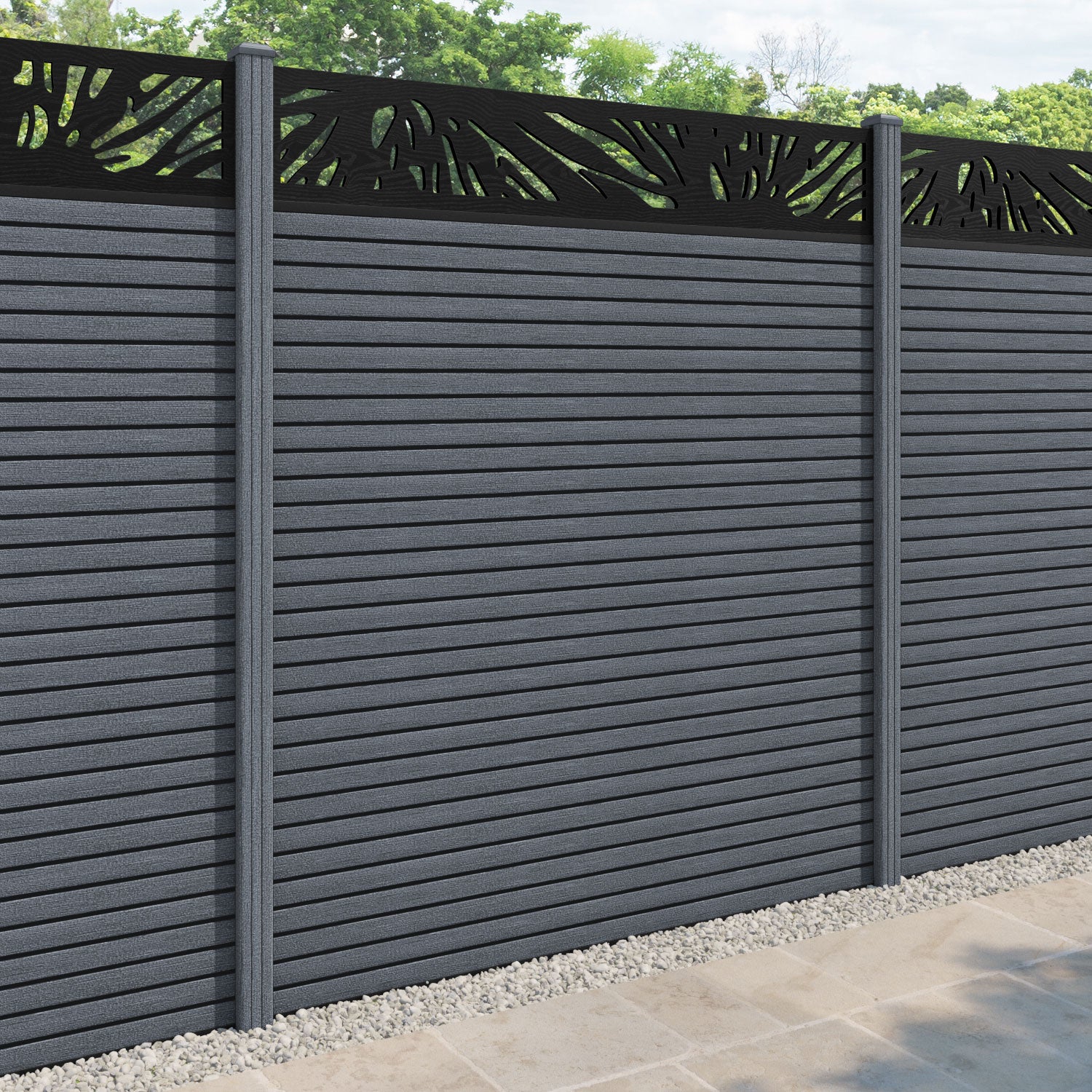 Hudson Poppy Fence Panel - Anthracite - with our composite posts