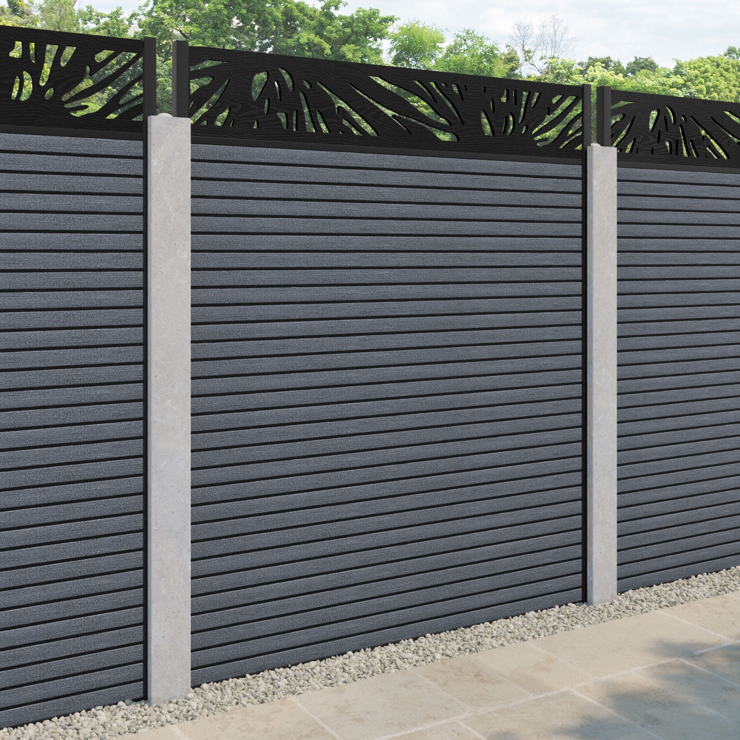 Hudson Poppy Fence Panel - Anthracite - for existing concrete posts