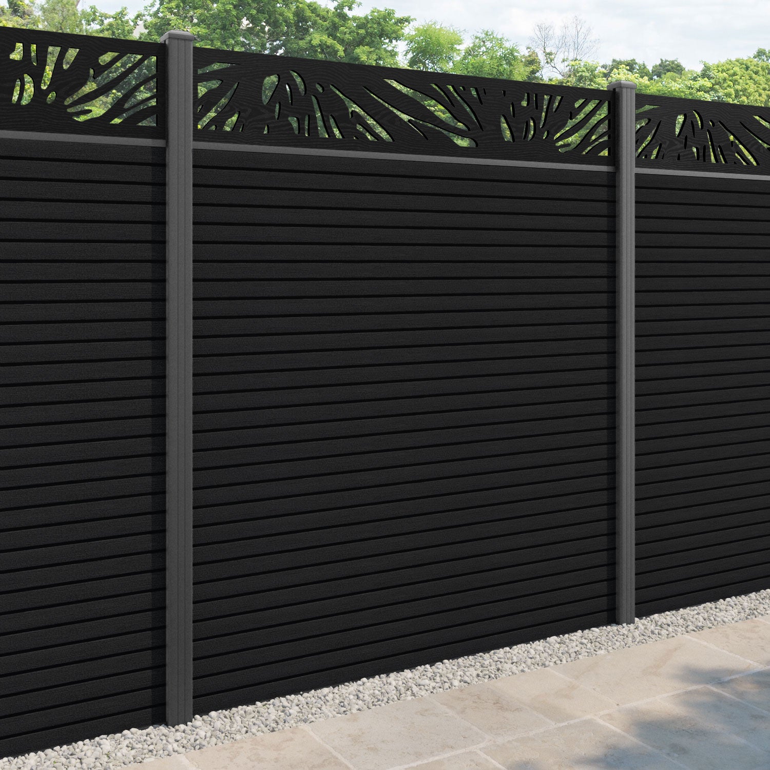 Hudson Poppy Fence Panel - Black - with our aluminium posts