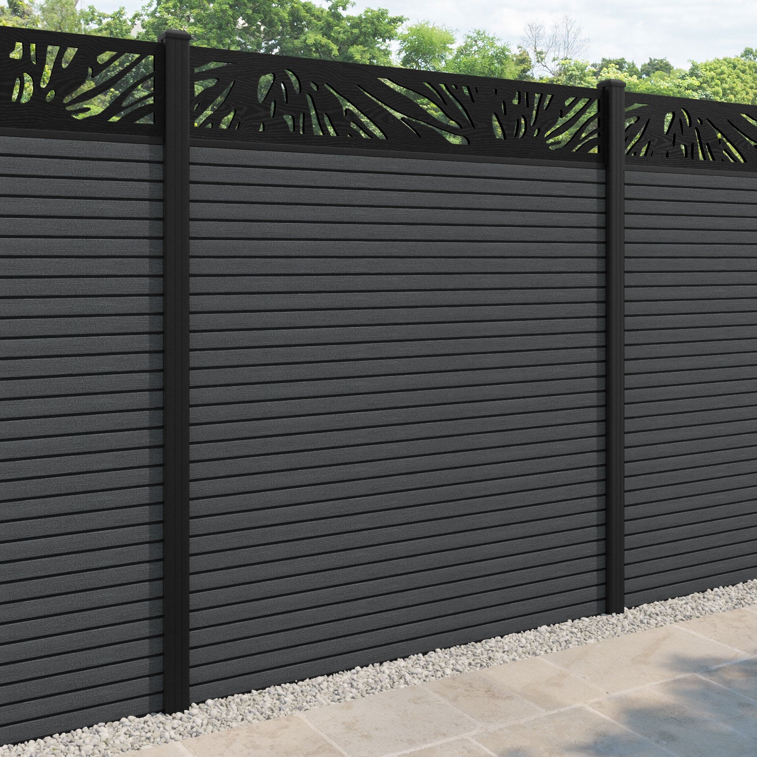 Hudson Poppy Fence Panel - Dark Grey - with our aluminium posts