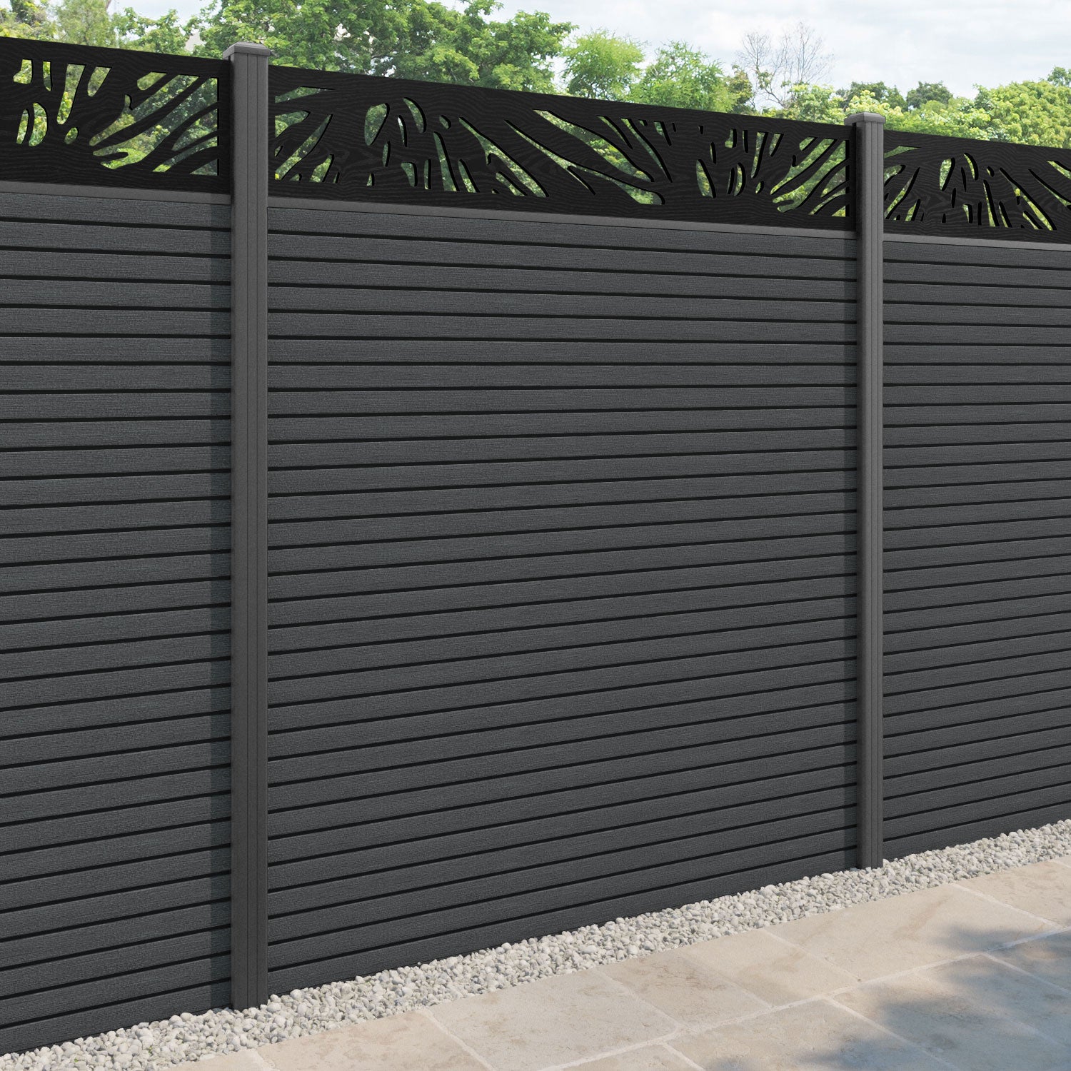 Hudson Poppy Fence Panel - Dark Grey - with our aluminium posts