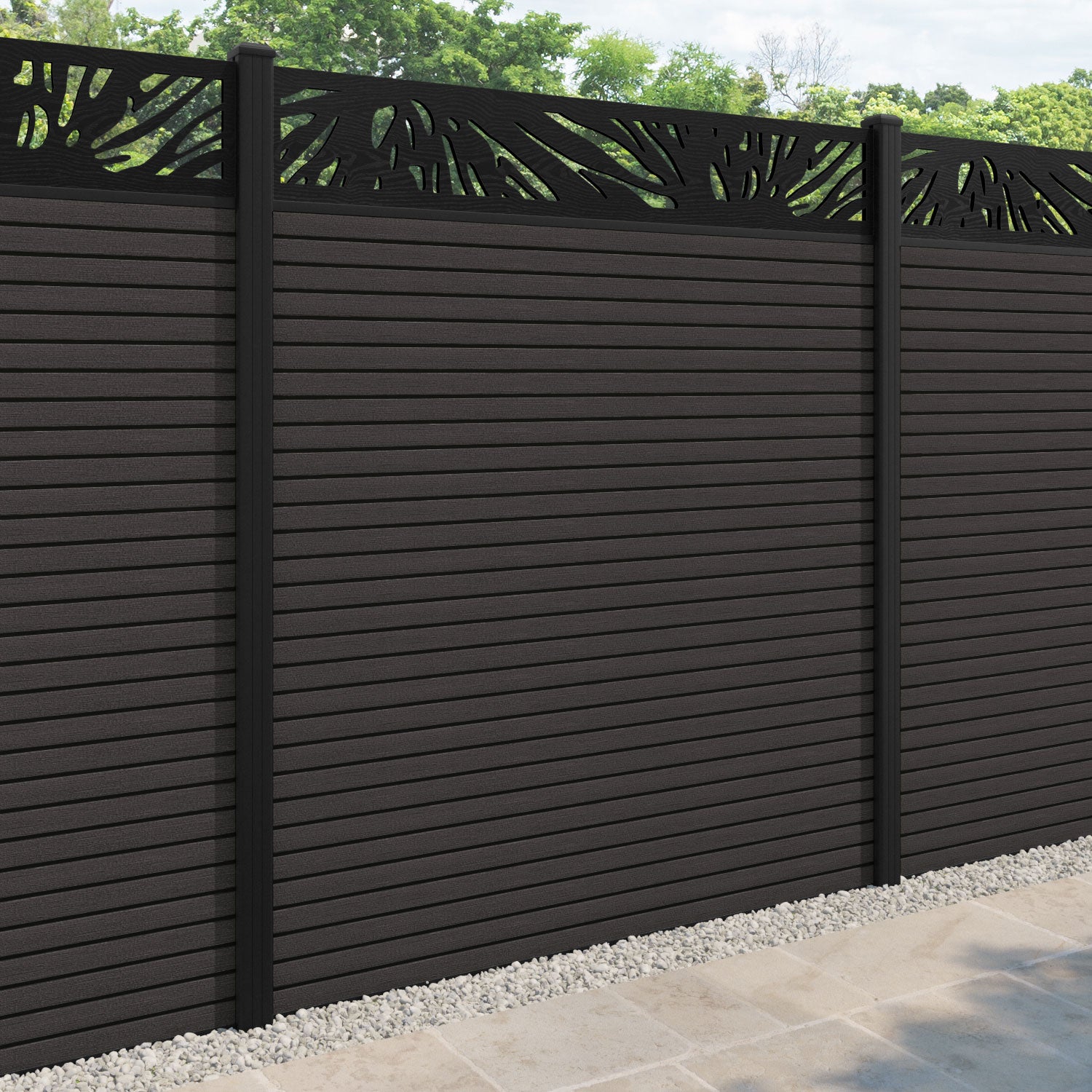Hudson Poppy Fence Panel - Dark Oak - with our aluminium posts