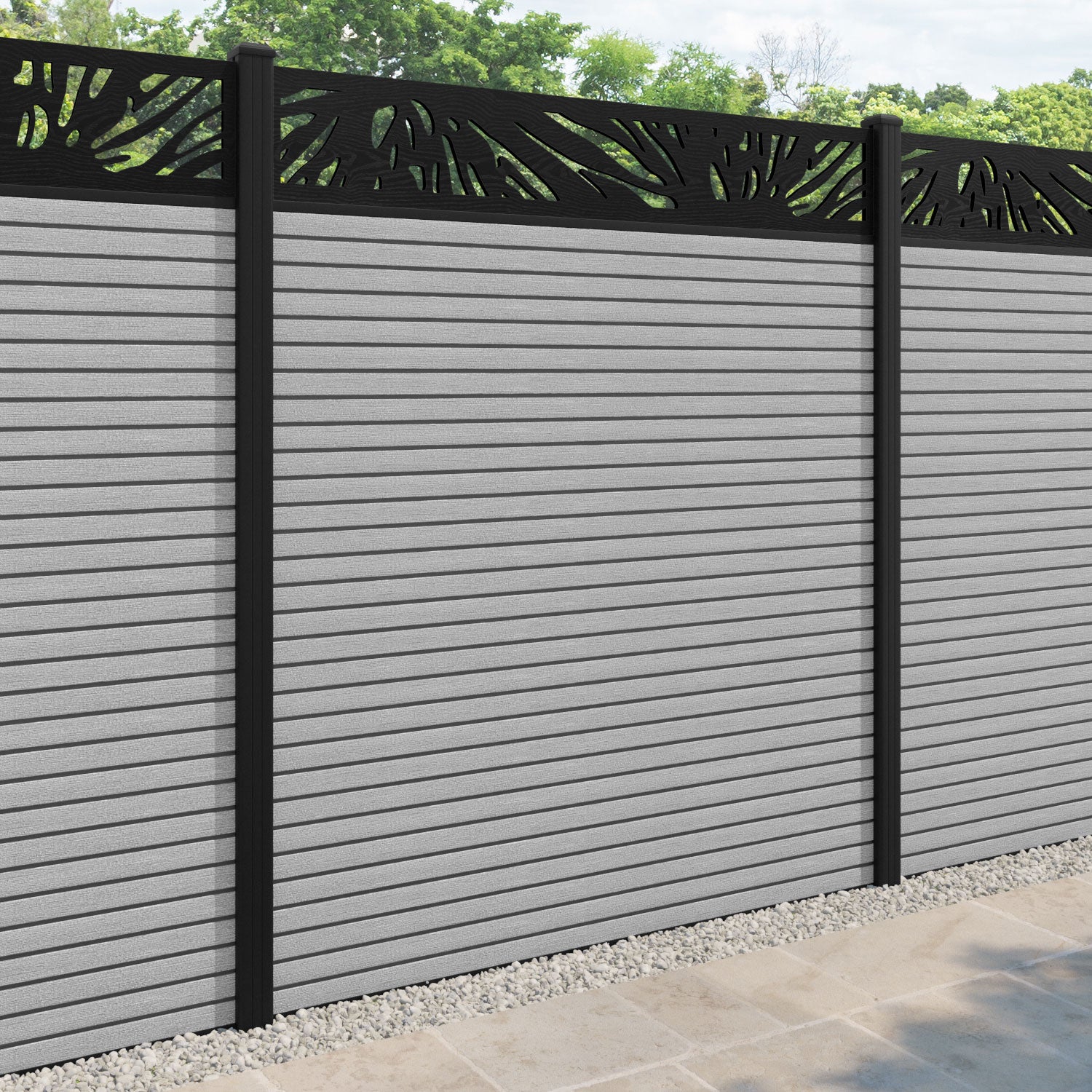 Hudson Poppy Fence Panel - Light Grey - with our aluminium posts
