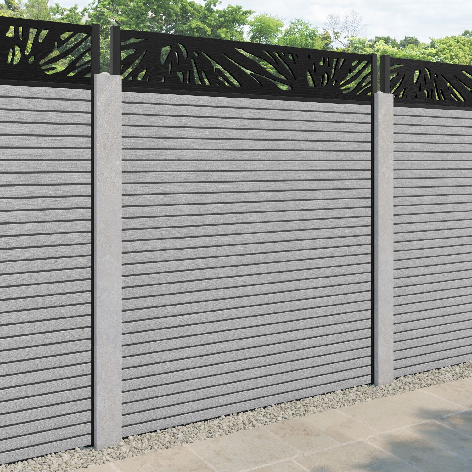 Hudson Poppy Fence Panel - Light Grey - for existing concrete posts