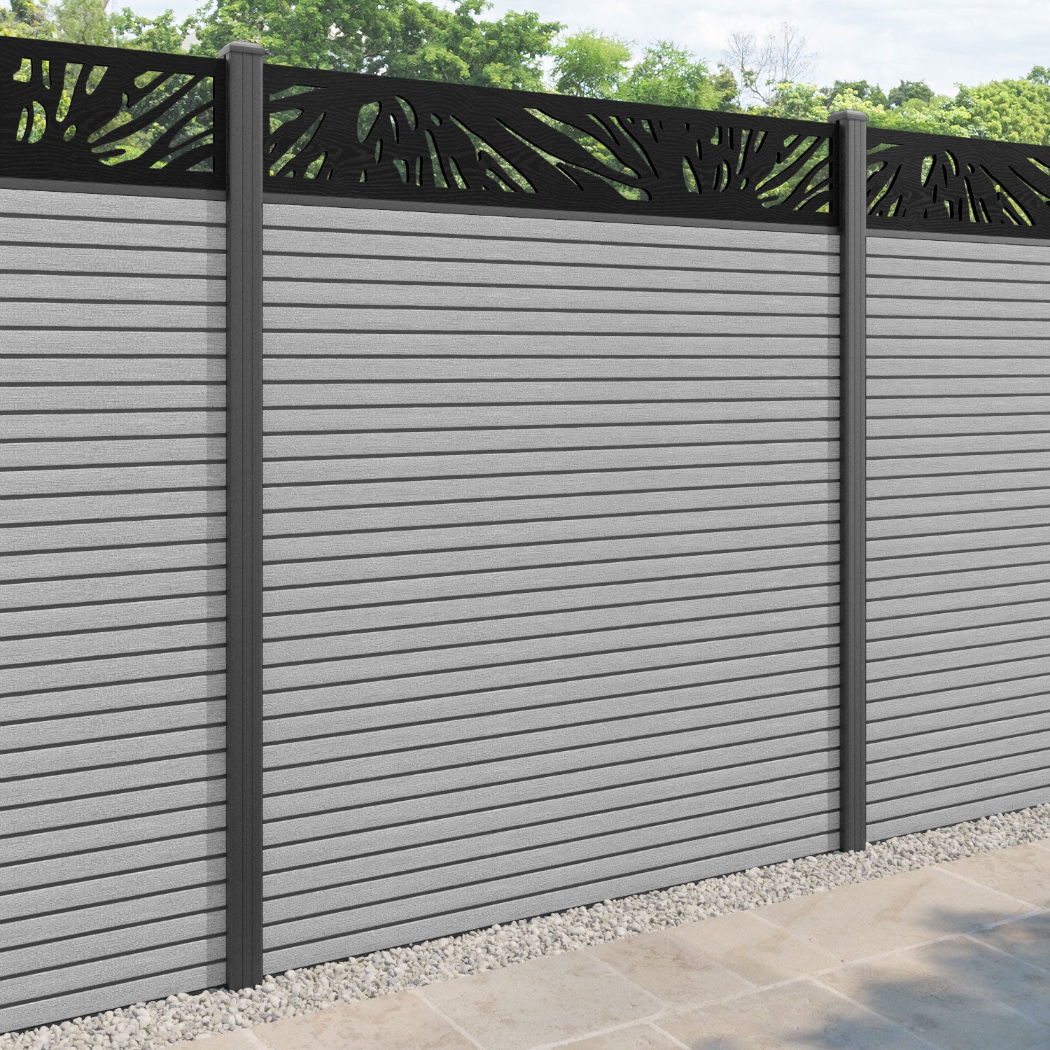 Hudson Poppy Fence Panel - Light Grey - with our aluminium posts