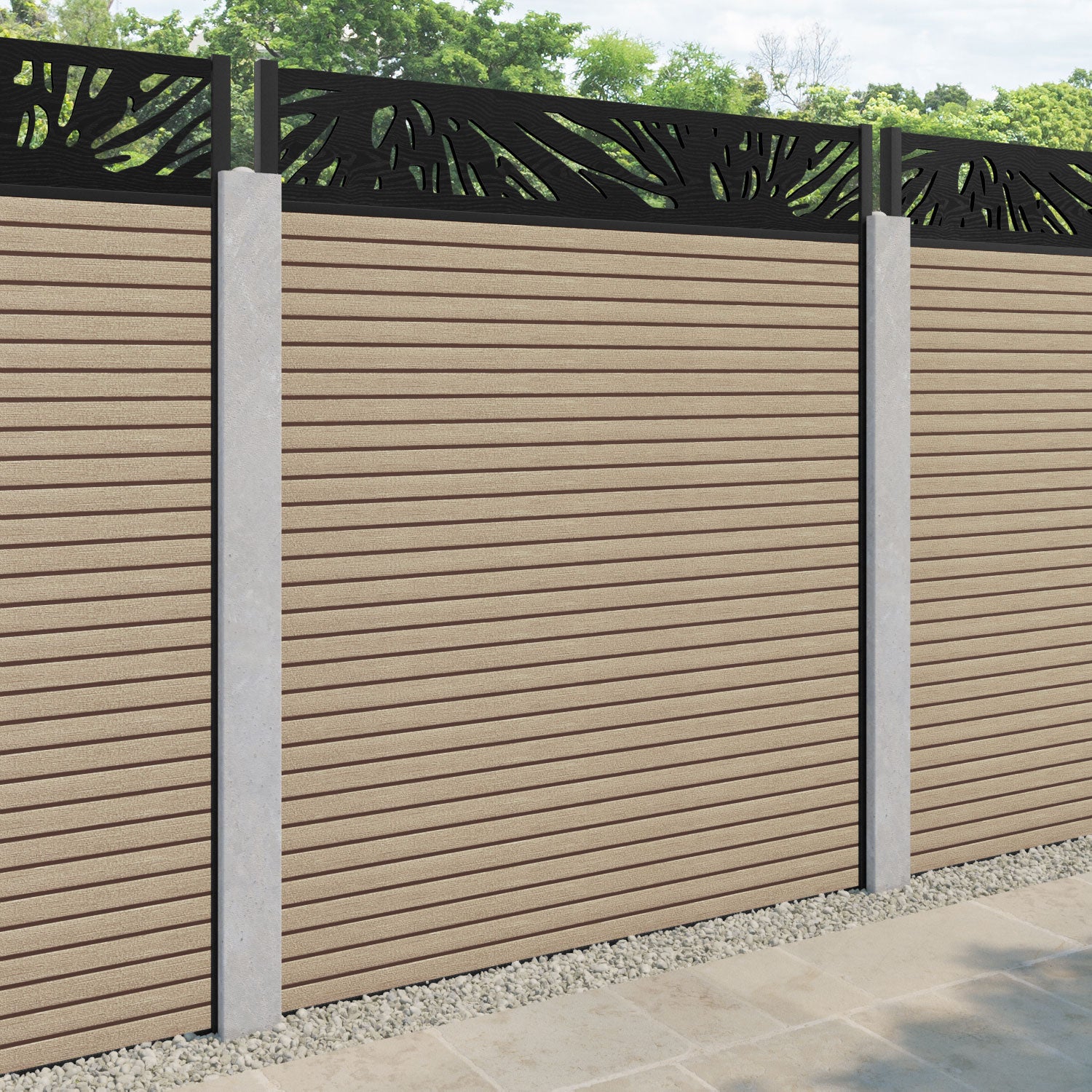 Hudson Poppy Fence Panel - Light Oak - for existing concrete posts