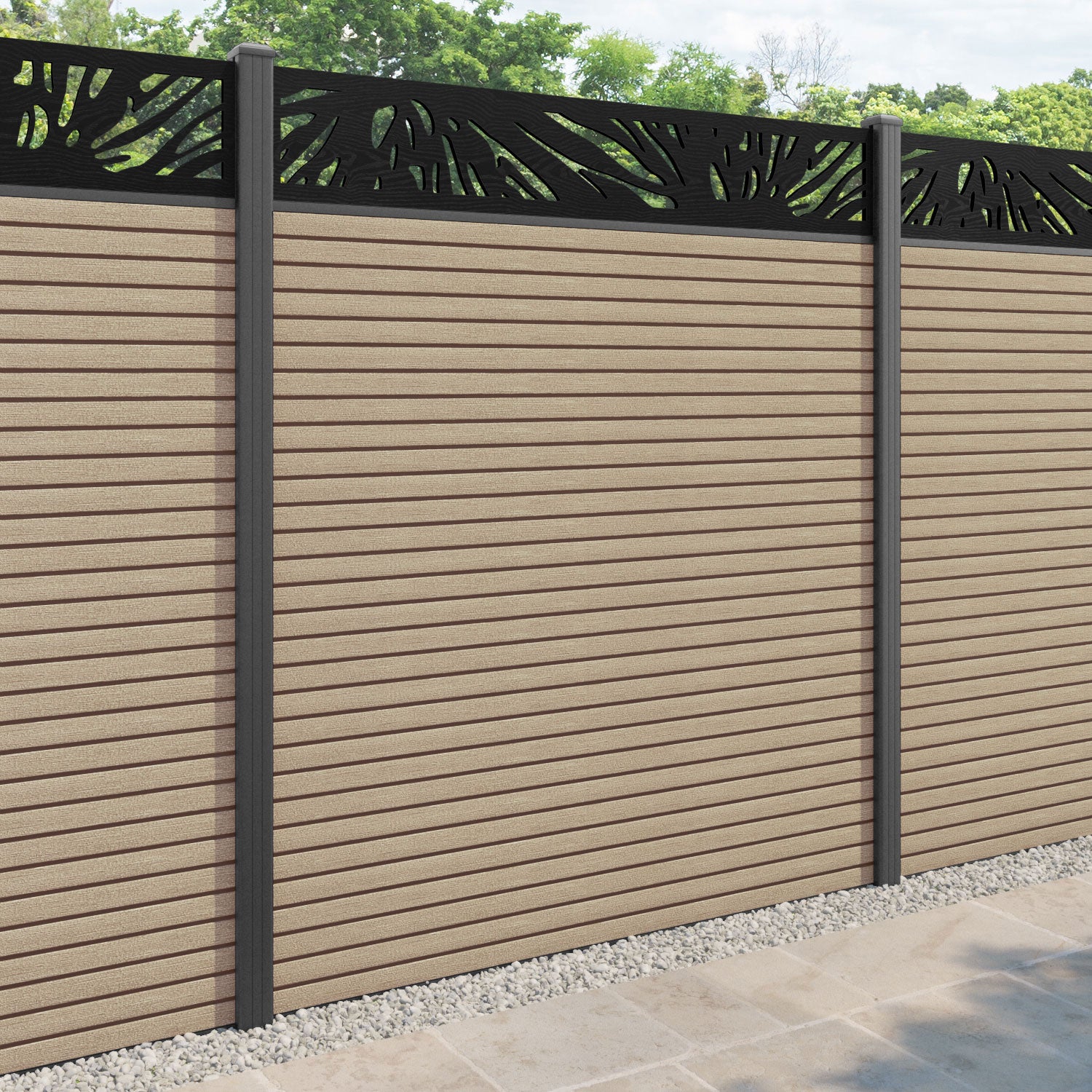 Hudson Poppy Fence Panel - Light Oak - with our aluminium posts