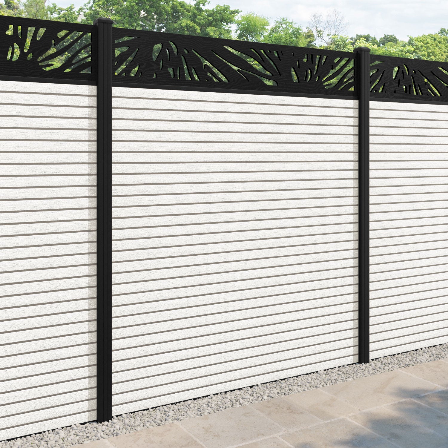 Hudson Poppy Fence Panel - Light Stone - with our aluminium posts