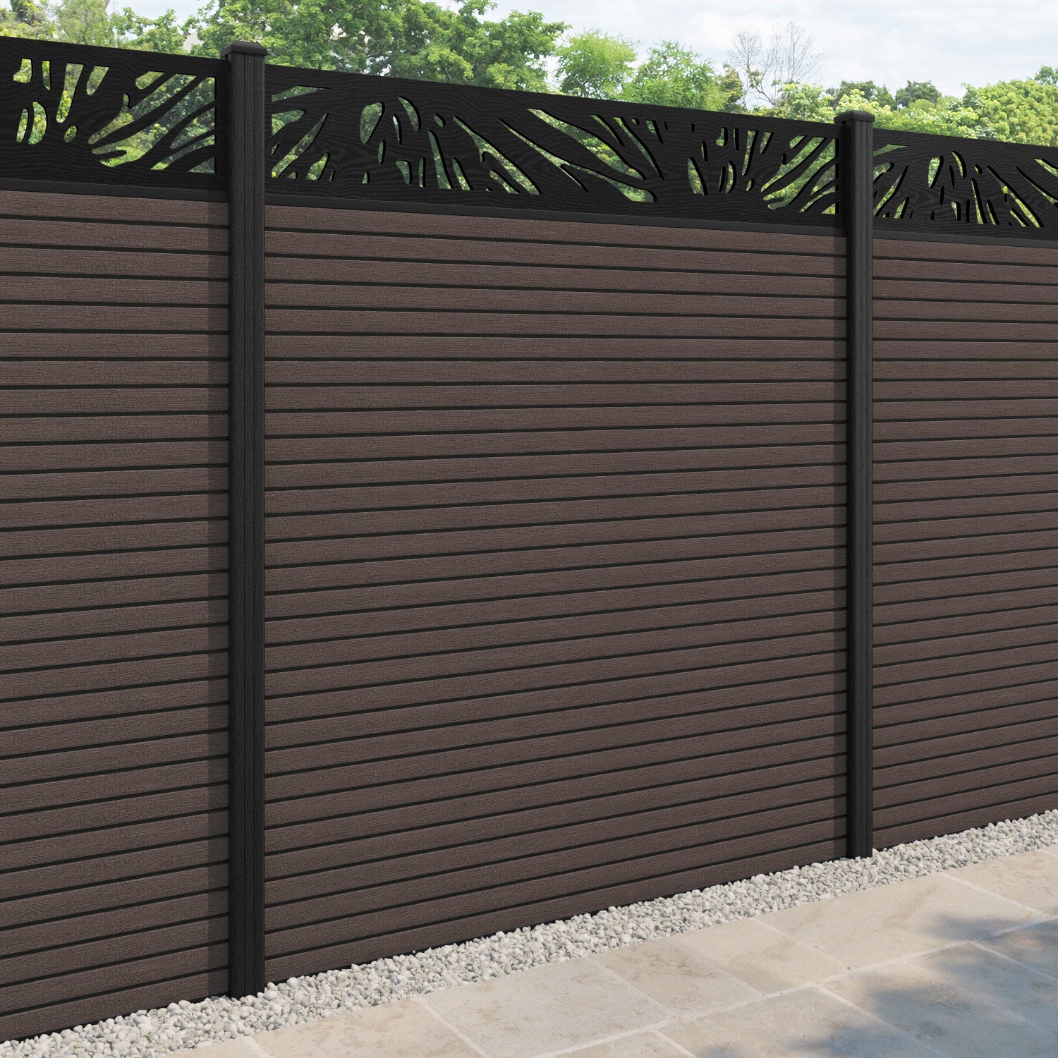 Hudson Poppy Fence Panel - Mid Brown - with our composite posts