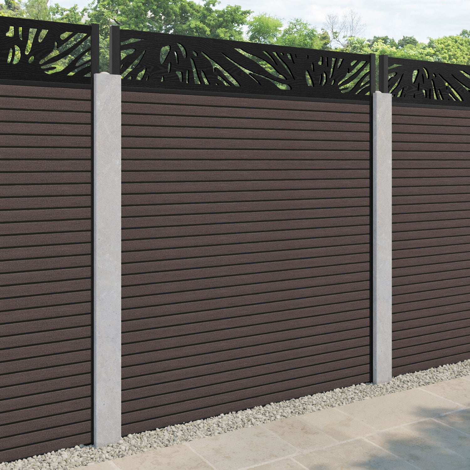 Hudson Poppy Fence Panel - Mid Brown - for existing concrete posts