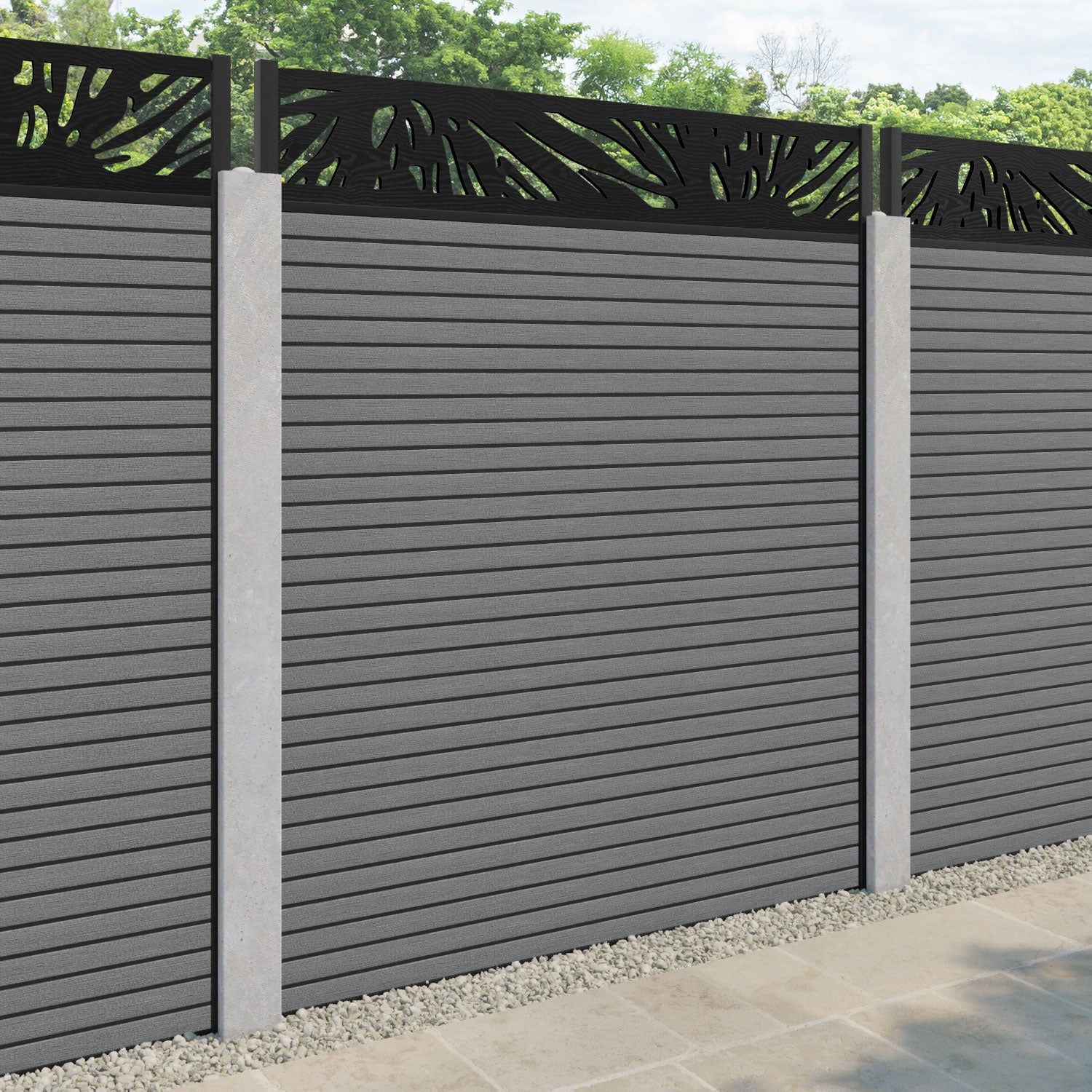 Hudson Poppy Fence Panel - Mid Grey - for existing concrete posts
