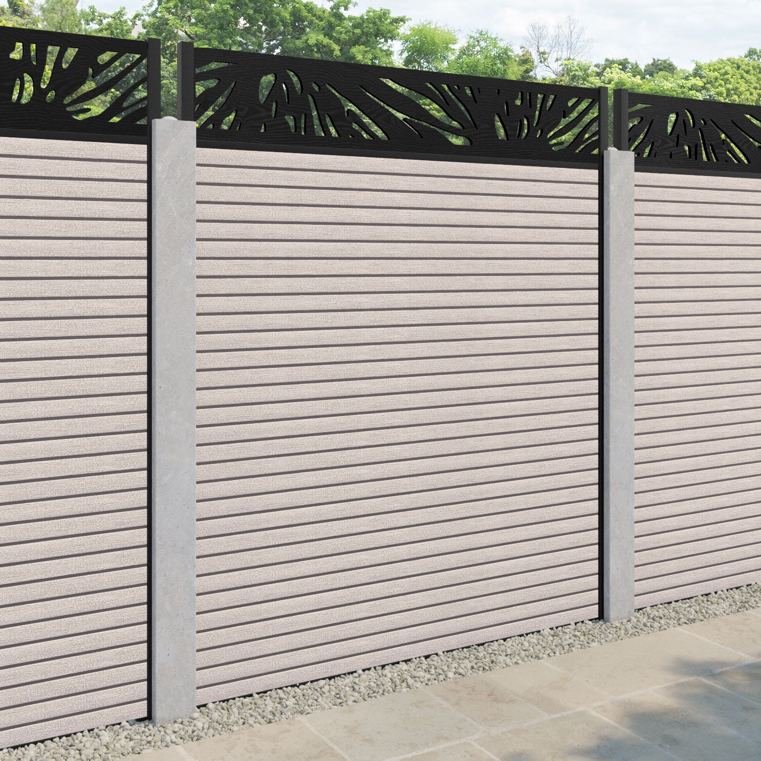 Hudson Poppy Fence Panel - Mid Stone - for existing concrete posts
