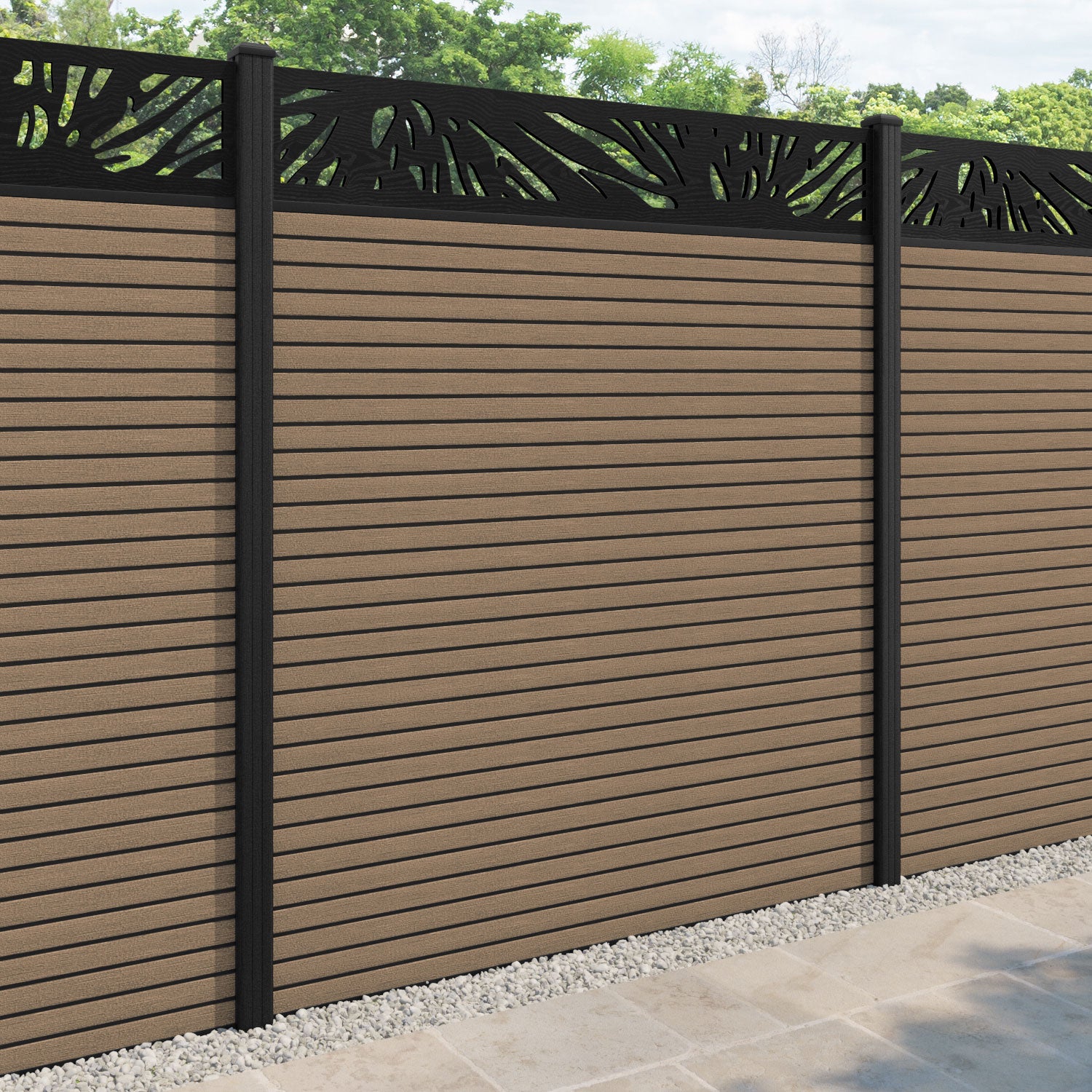 Hudson Poppy Fence Panel - Teak - with our composite posts