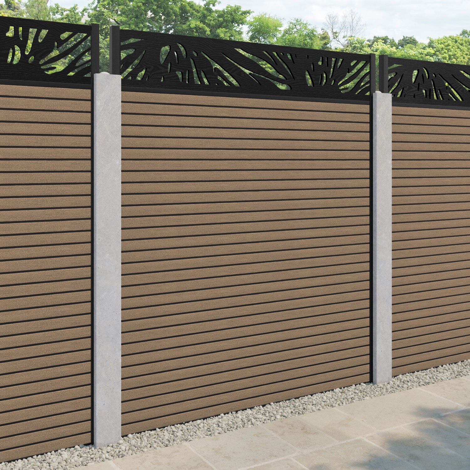 Hudson Poppy Fence Panel - Teak - for existing concrete posts