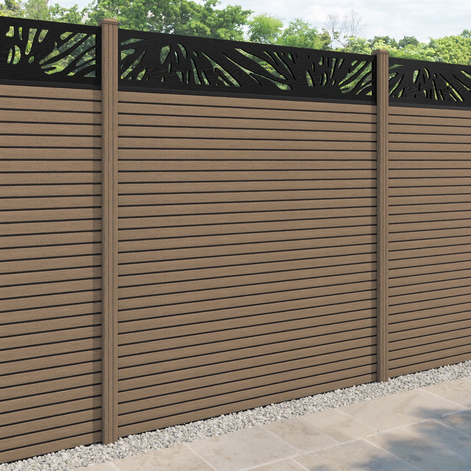 Hudson Poppy Fence Panel - Teak - with our composite posts