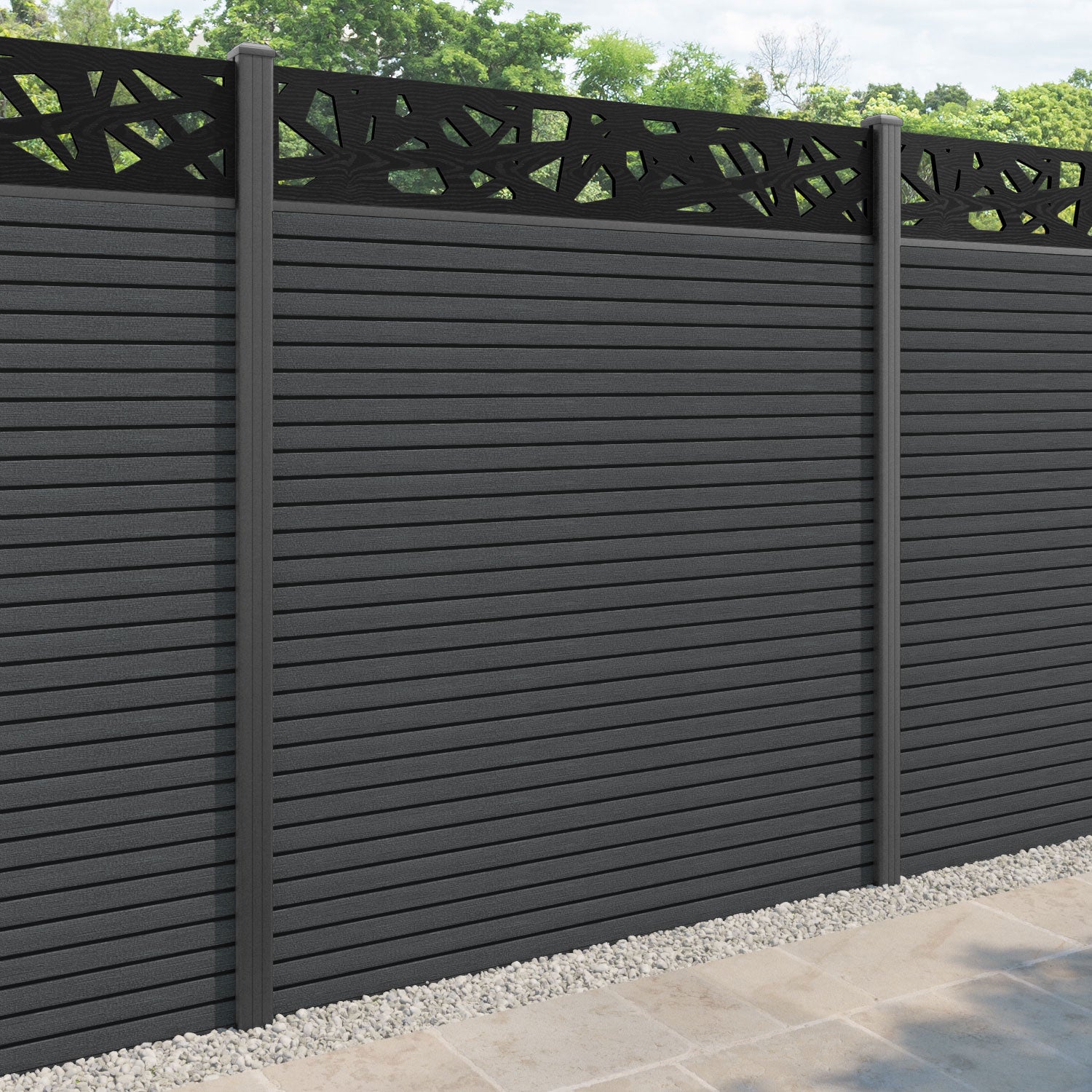 Hudson Prism Fence Panel - Dark Grey - with our aluminium posts
