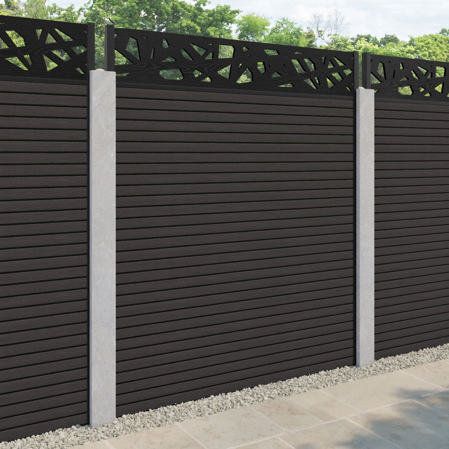 Hudson Prism Fence Panel - Dark Oak - for existing concrete posts