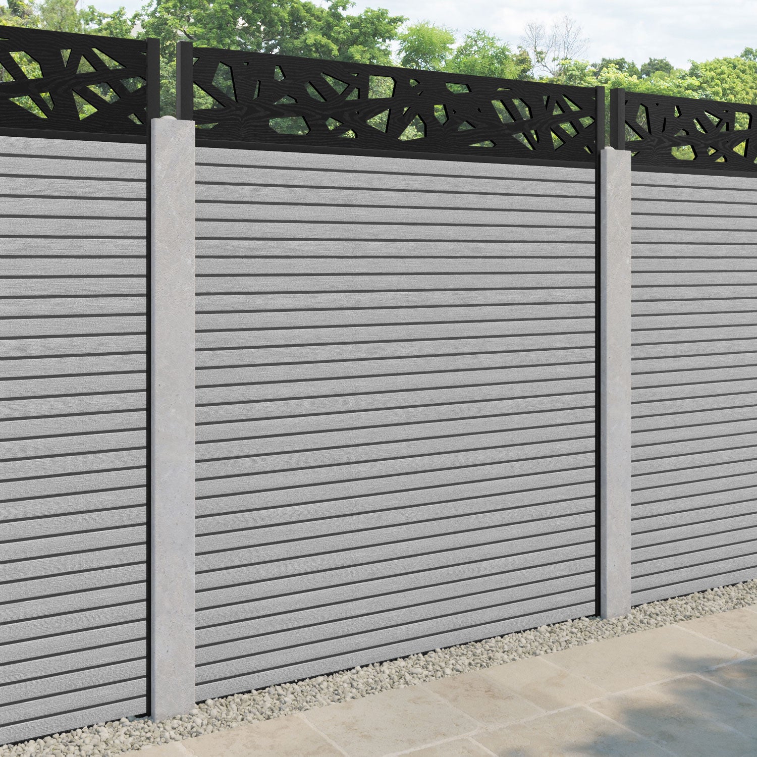 Hudson Prism Fence Panel - Light Grey - for existing concrete posts