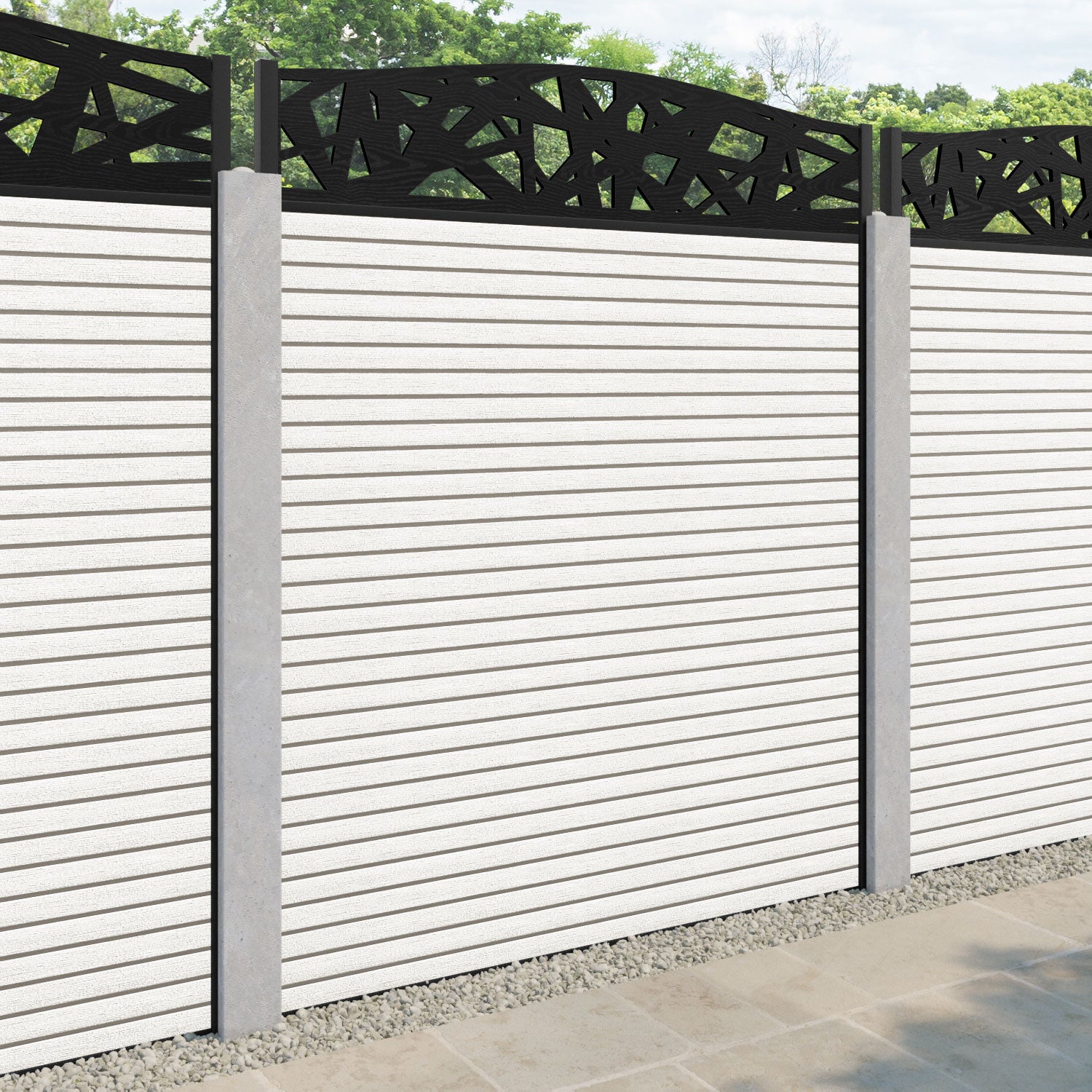 Hudson Prism Curved Top Fence Panel - Light Stone - for existing concrete posts