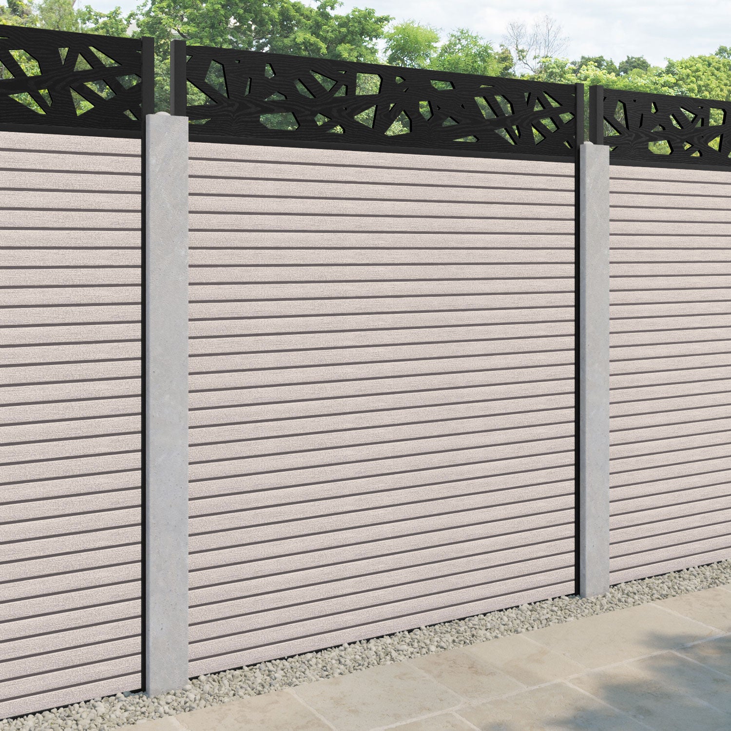 Hudson Prism Fence Panel - Mid Stone - for existing concrete posts