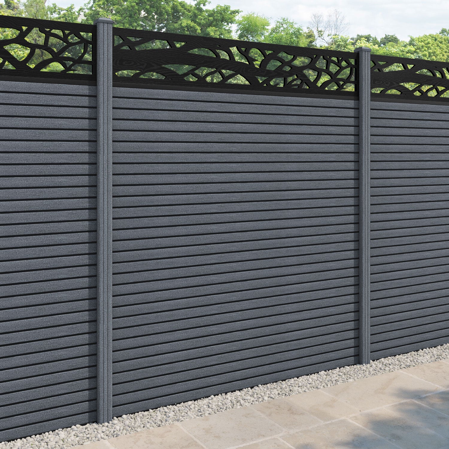 Hudson Twilight Fence Panel - Anthracite - with our composite posts