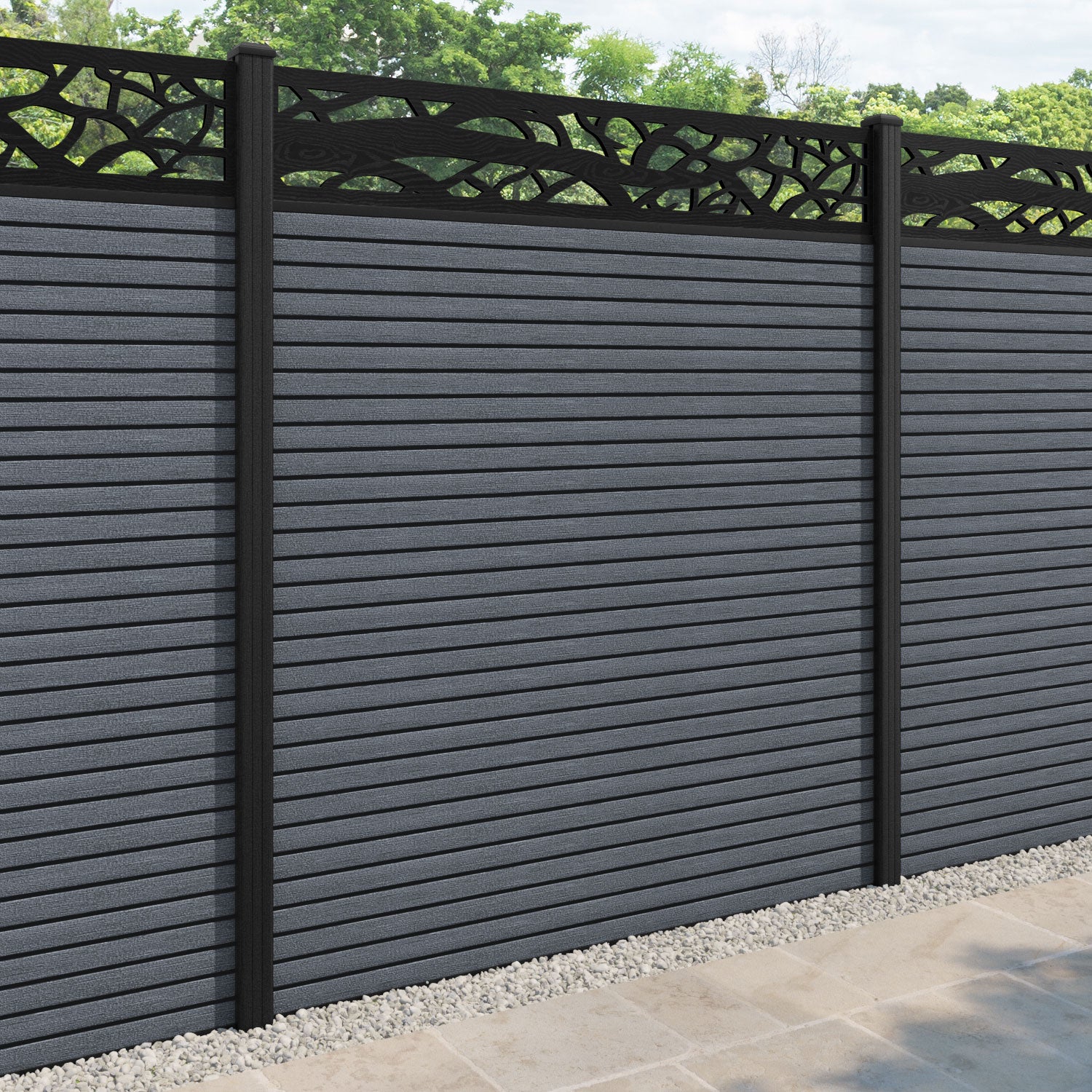Hudson Twilight Fence Panel - Anthracite - with our composite posts