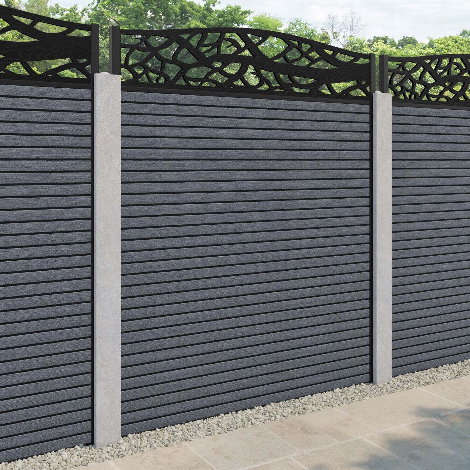 Hudson Twilight Curved Top Fence Panel - Anthracite - for existing concrete posts