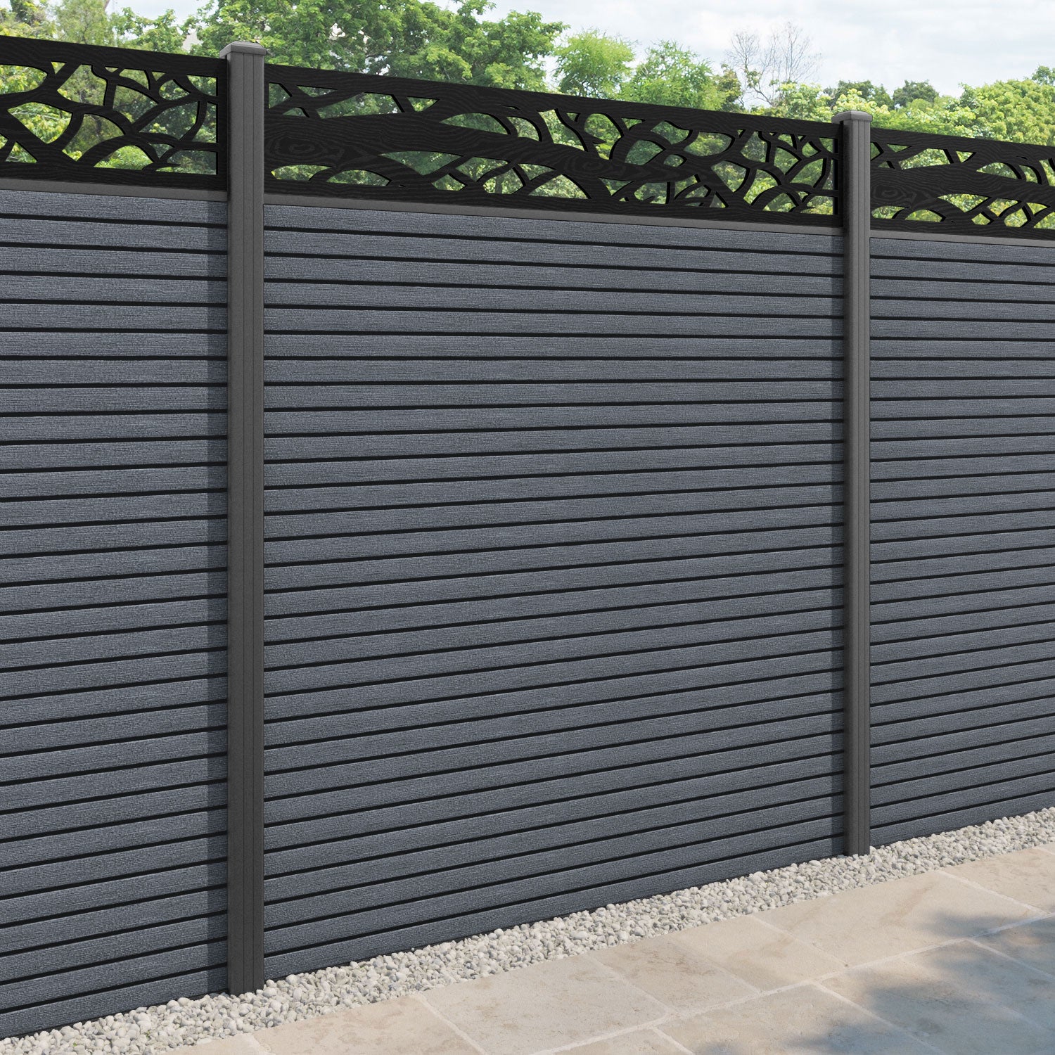 Hudson Twilight Fence Panel - Anthracite - with our aluminium posts