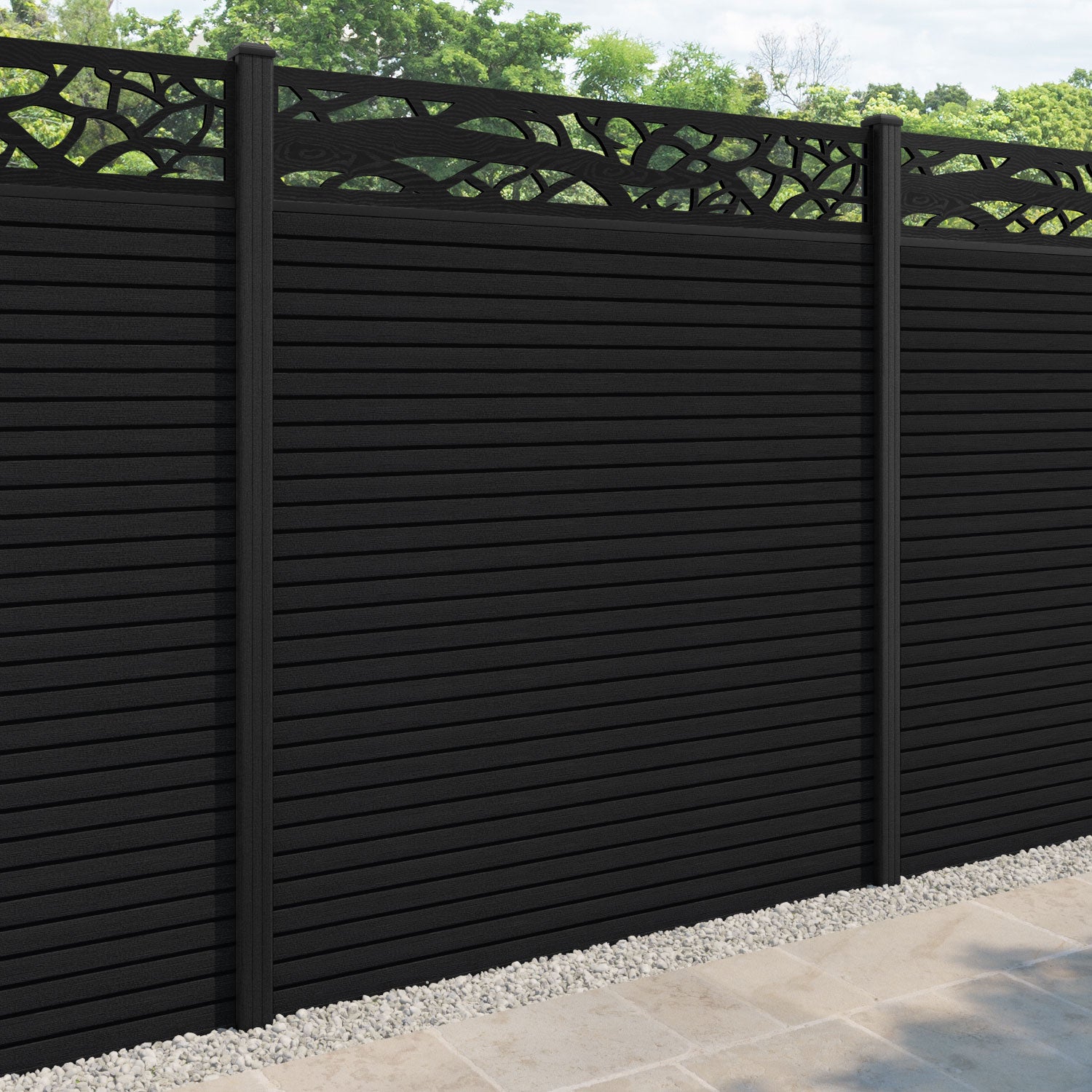 Hudson Twilight Fence Panel - Black - with our composite posts