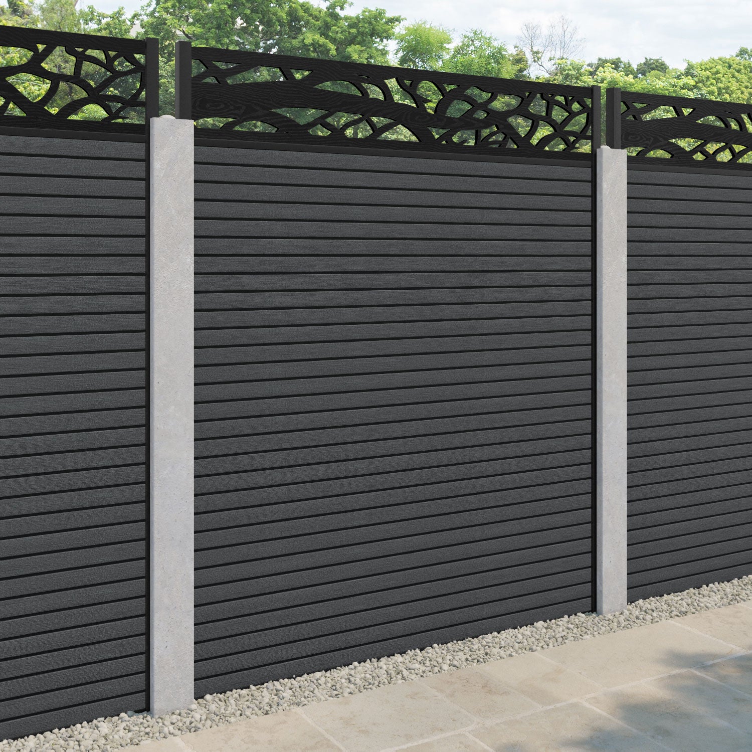 Hudson Twilight Fence Panel - Dark Grey - for existing concrete posts
