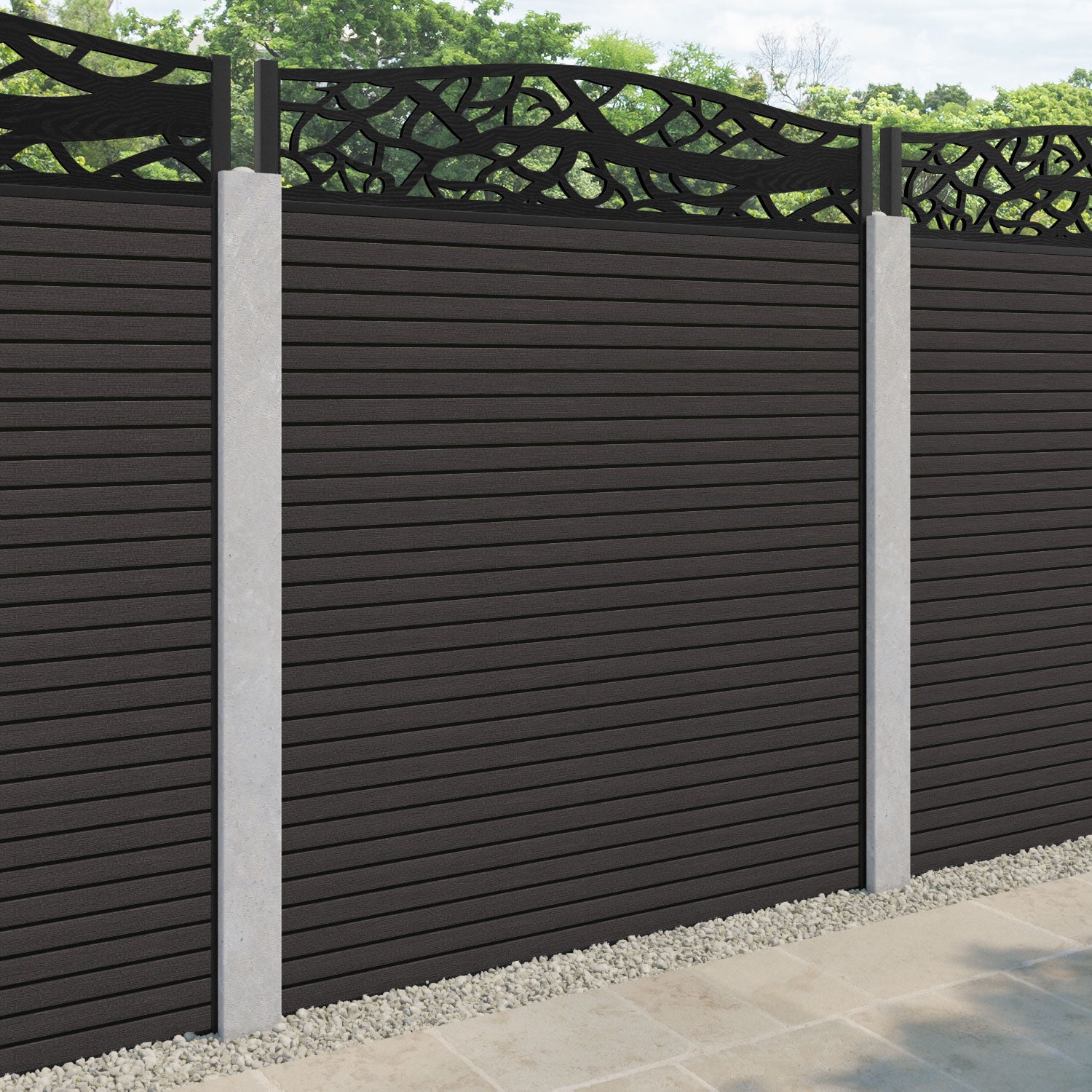 Hudson Twilight Curved Top Fence Panel - Dark Oak - for existing concrete posts