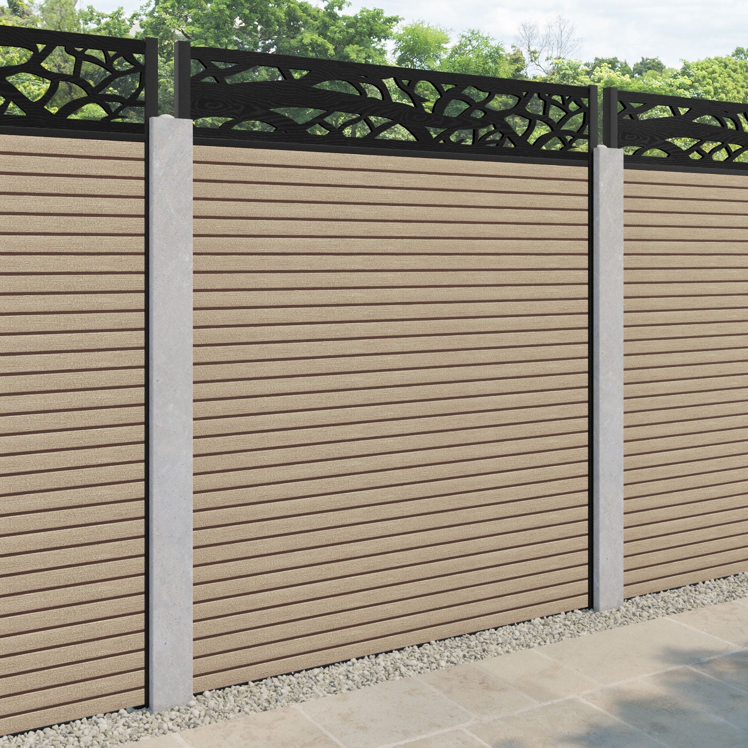 Hudson Twilight Fence Panel - Light Oak - for existing concrete posts