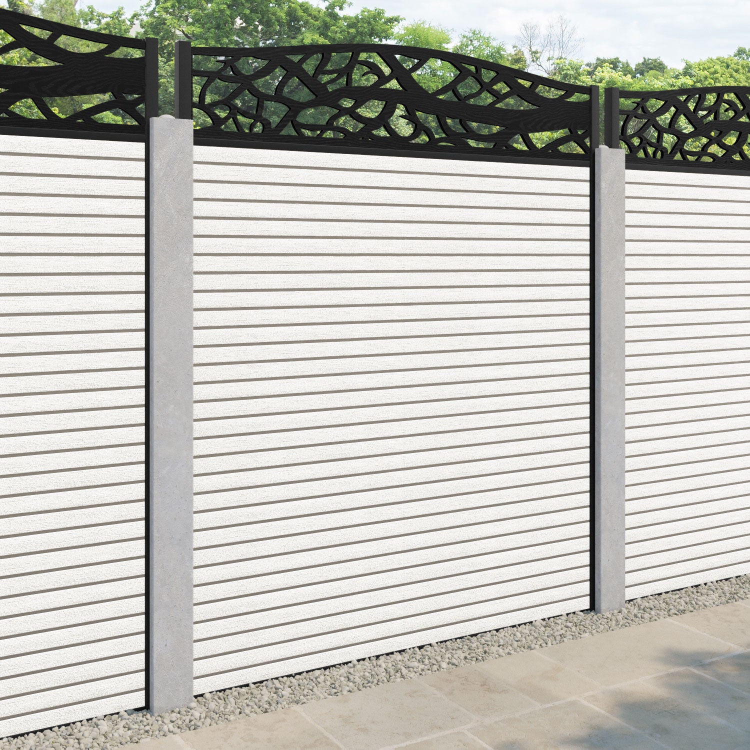 Hudson Twilight Curved Top Fence Panel - Light Stone - for existing concrete posts