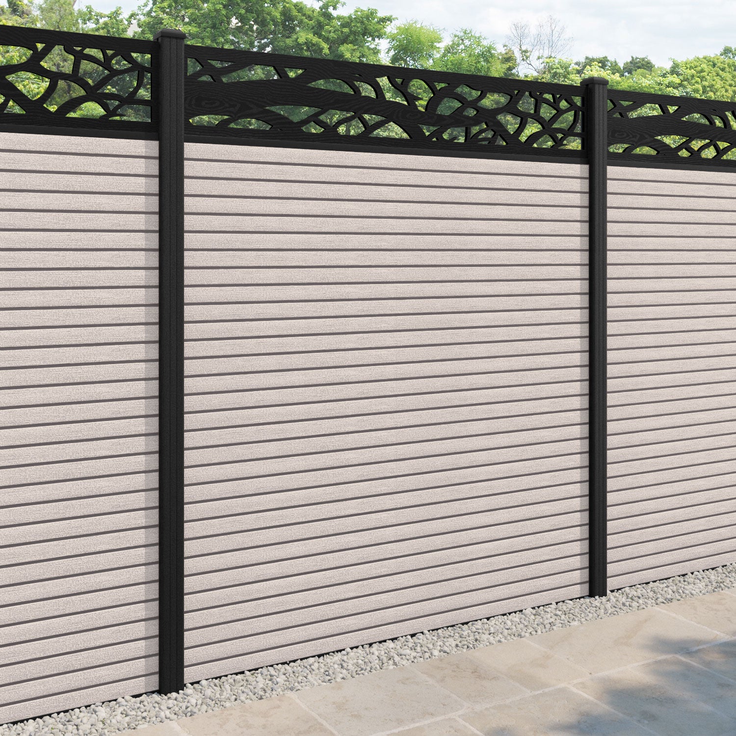 Hudson Twilight Fence Panel - Mid Stone - with our composite posts