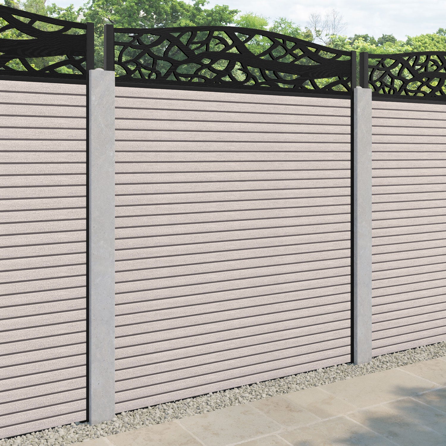 Hudson Twilight Curved Top Fence Panel - Mid Stone - for existing concrete posts