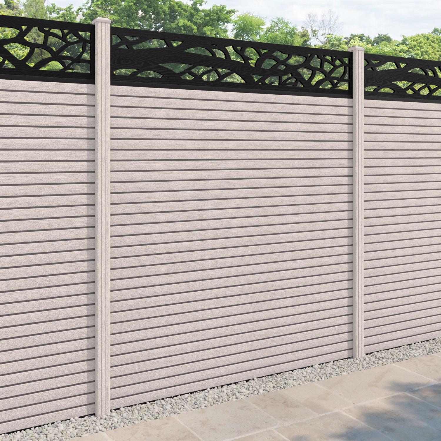 Hudson Twilight Fence Panel - Mid Stone - with our composite posts