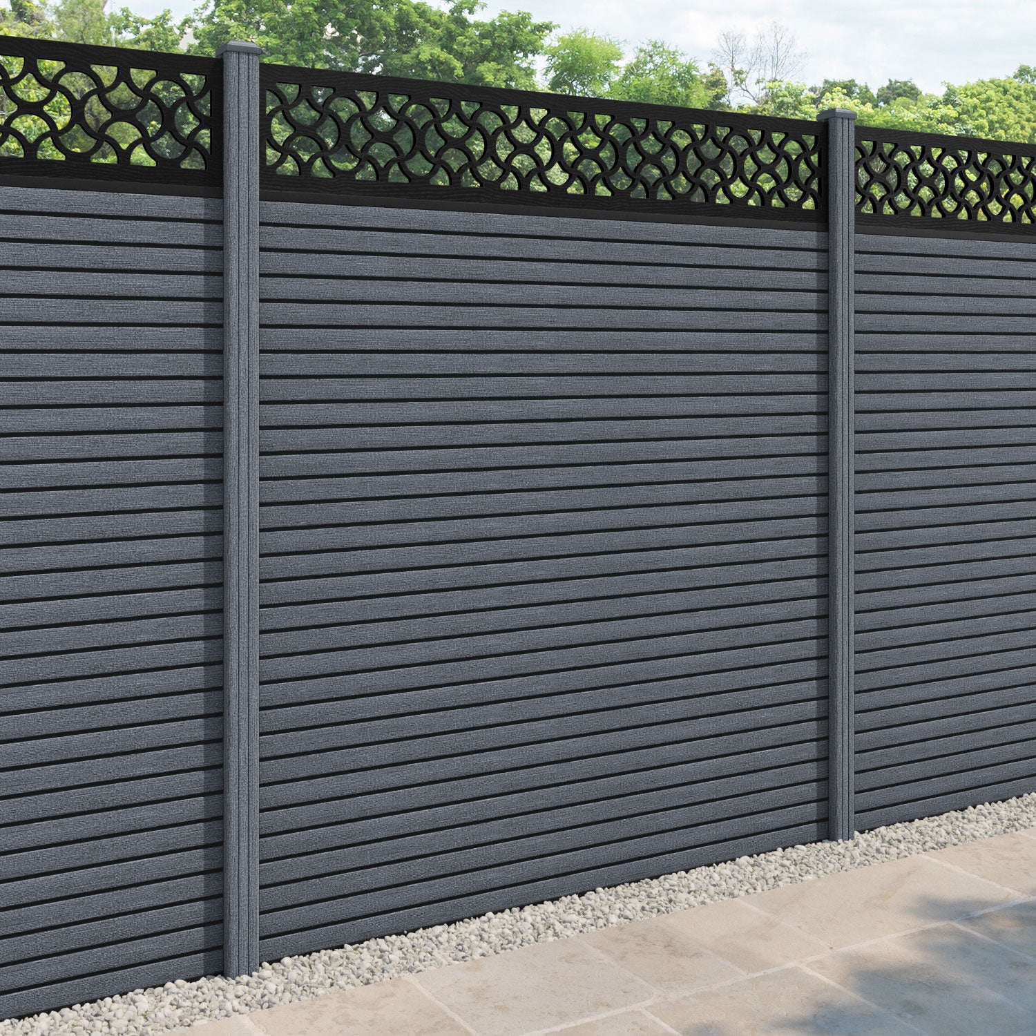 Hudson Vida Fence Panel - Anthracite - with our composite posts