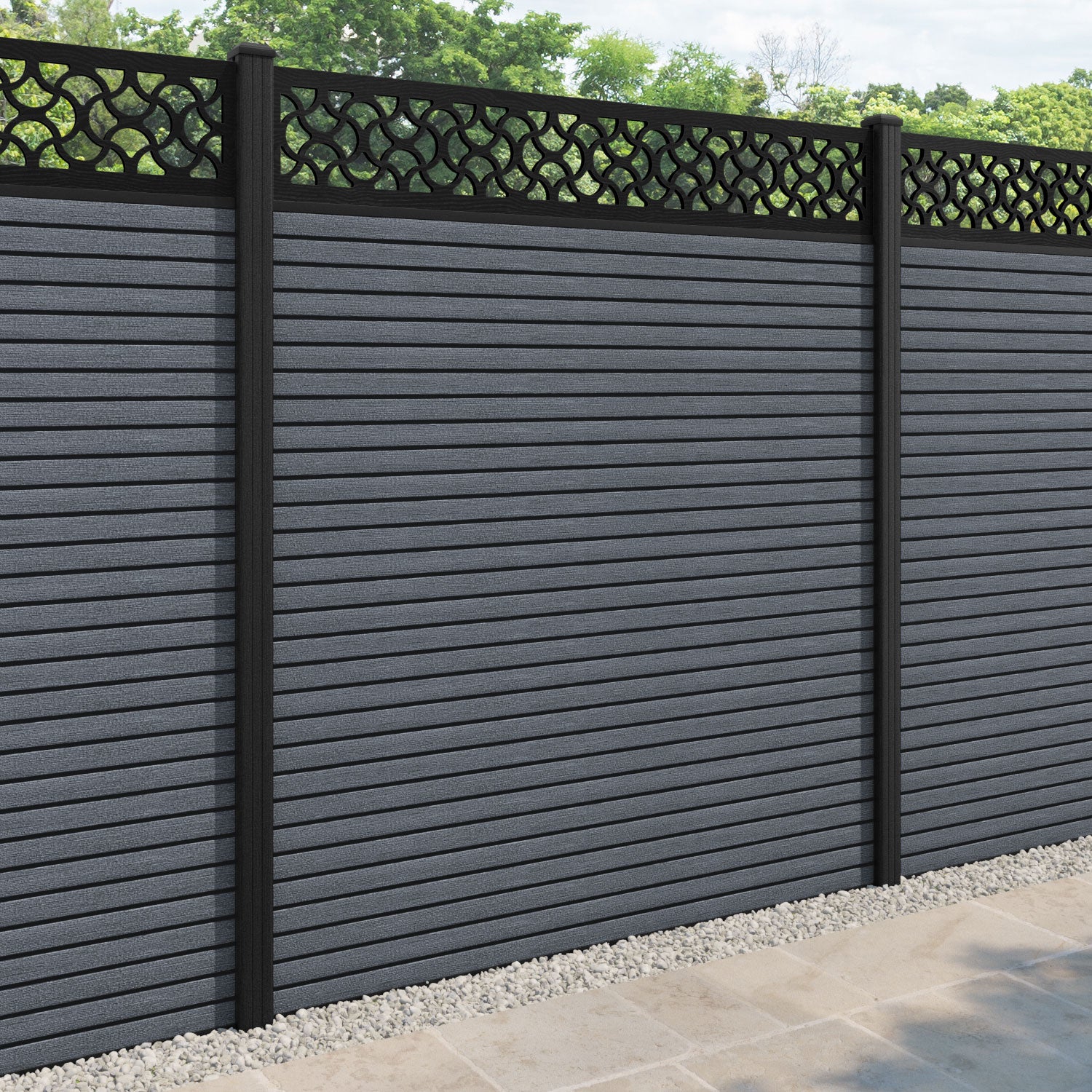 Hudson Vida Fence Panel - Anthracite - with our composite posts