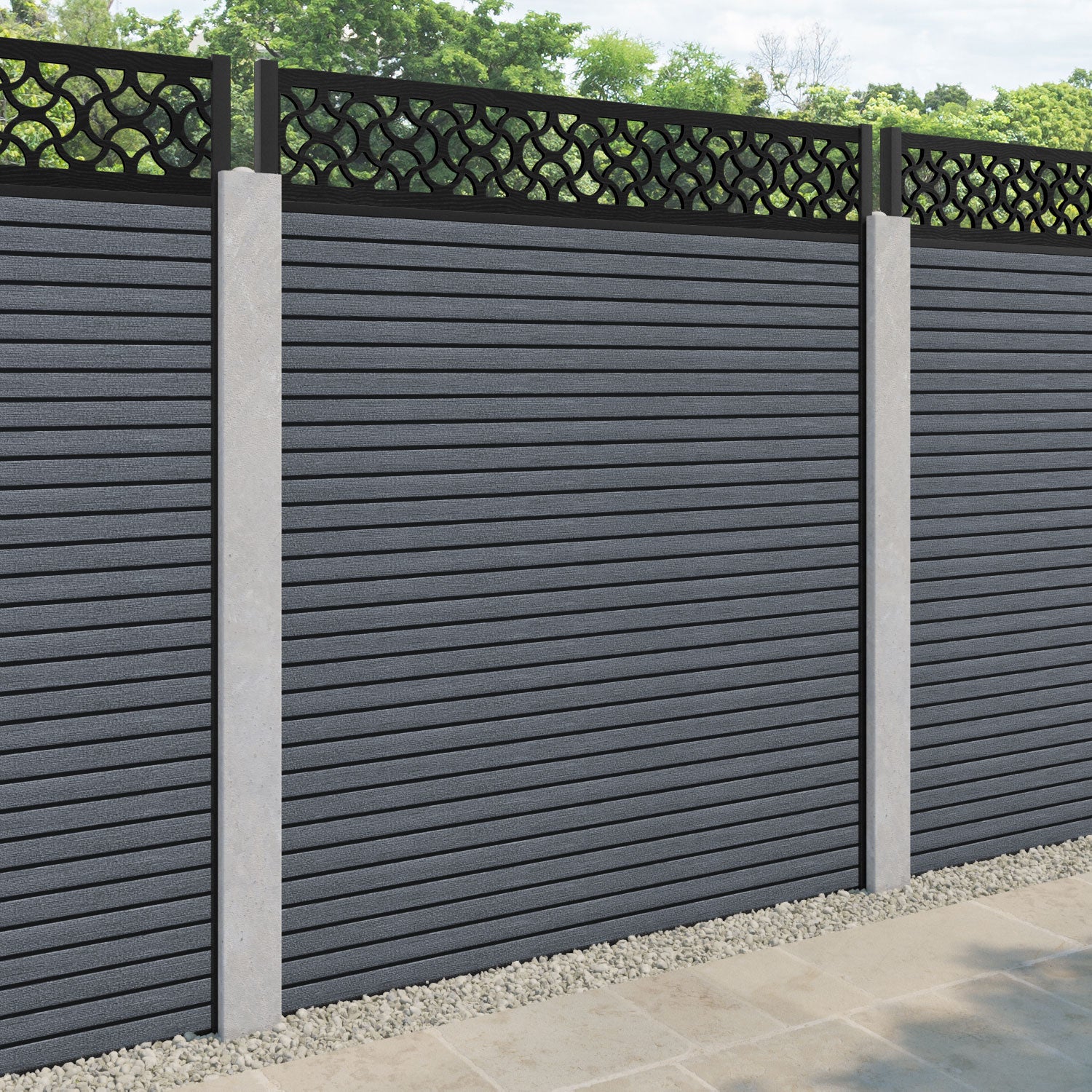 Hudson Vida Fence Panel - Anthracite - for existing concrete posts