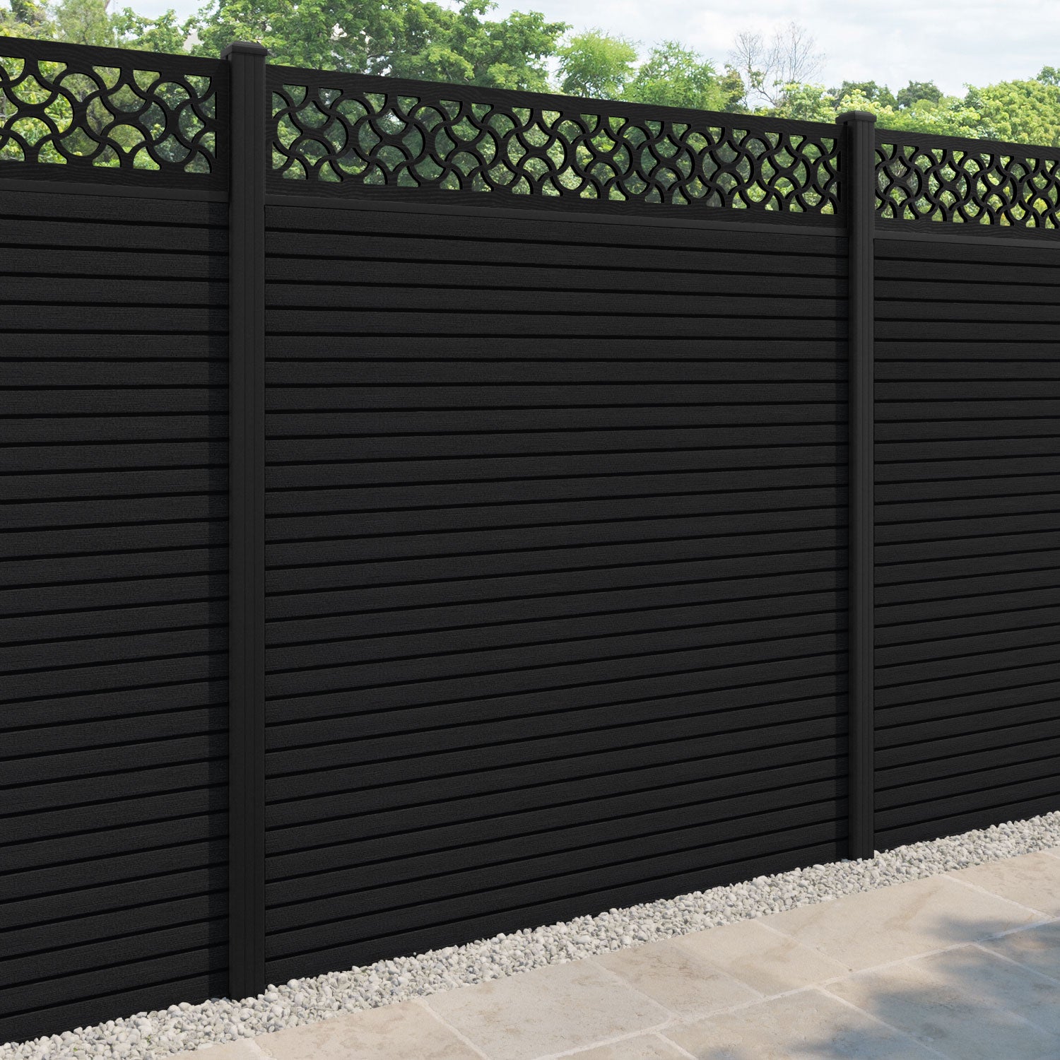 Hudson Vida Fence Panel - Black - with our aluminium posts