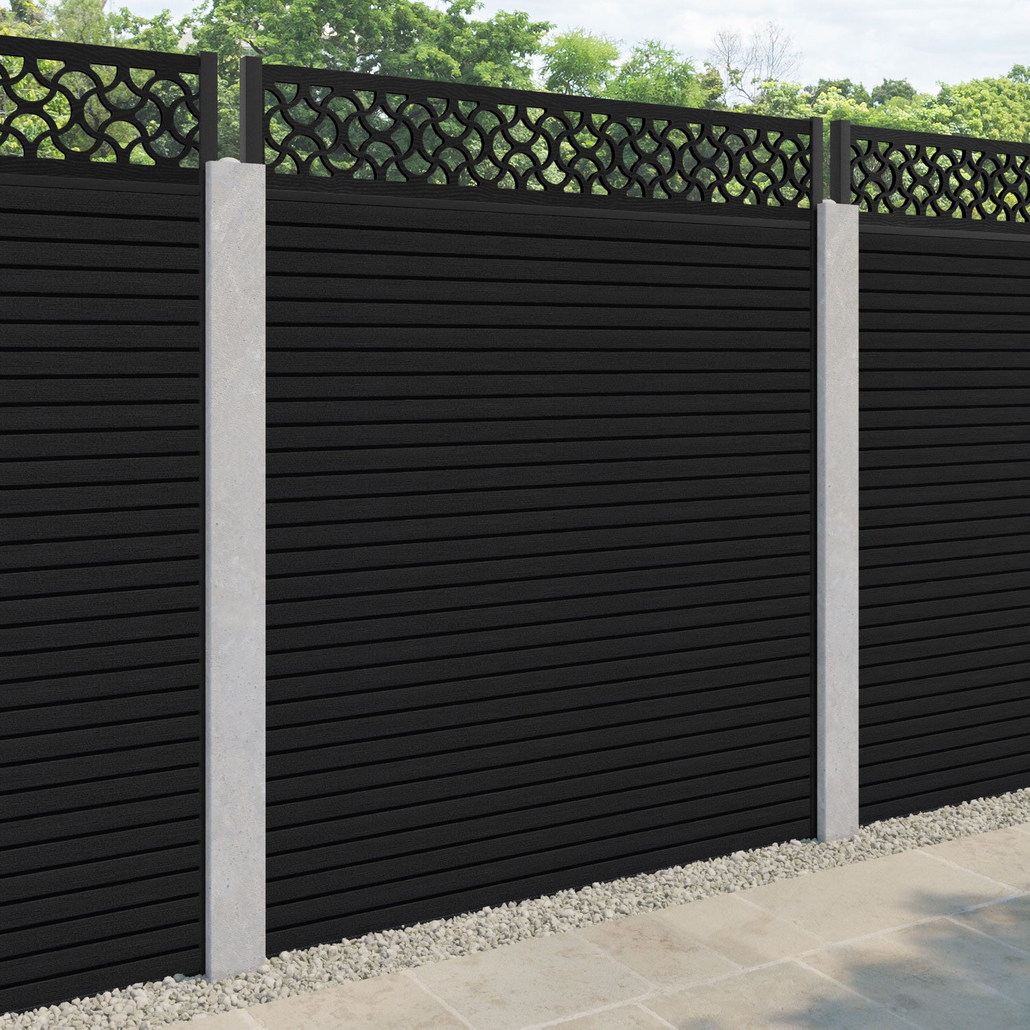 Hudson Vida Fence Panel - Black - for existing concrete posts