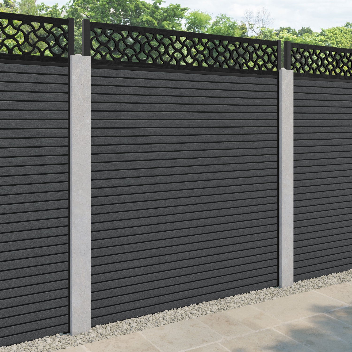 Hudson Vida Fence Panel - Dark Grey - for existing concrete posts