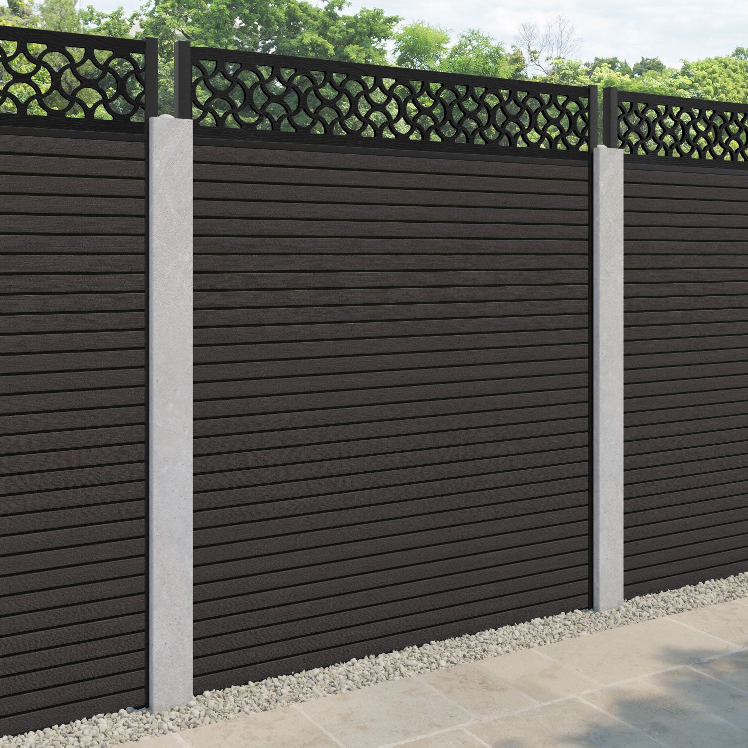 Hudson Vida Fence Panel - Dark Oak - for existing concrete posts
